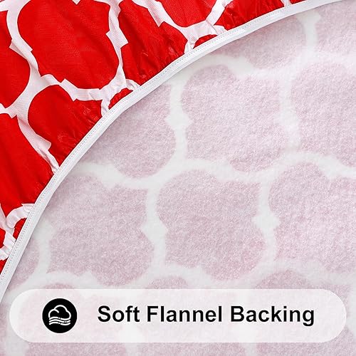 Miniatura 6 de Smiry - Mantel redondo de vinilo ajustable con bordes elásticos y parte trasera de franela, mantel de vinilo impermeable, lavable, diseño enrejado