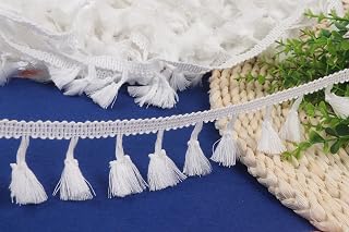 YYCRAFT 10 Yards Tassel Fringe Trim Ribbon for Curtain Clothes Sewing Craft(White)