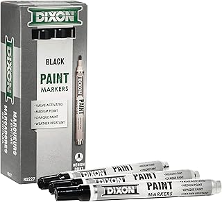 DIXON Industrial Paint Markers, Medium Tip, Box of 12 Markers, Black (80227)