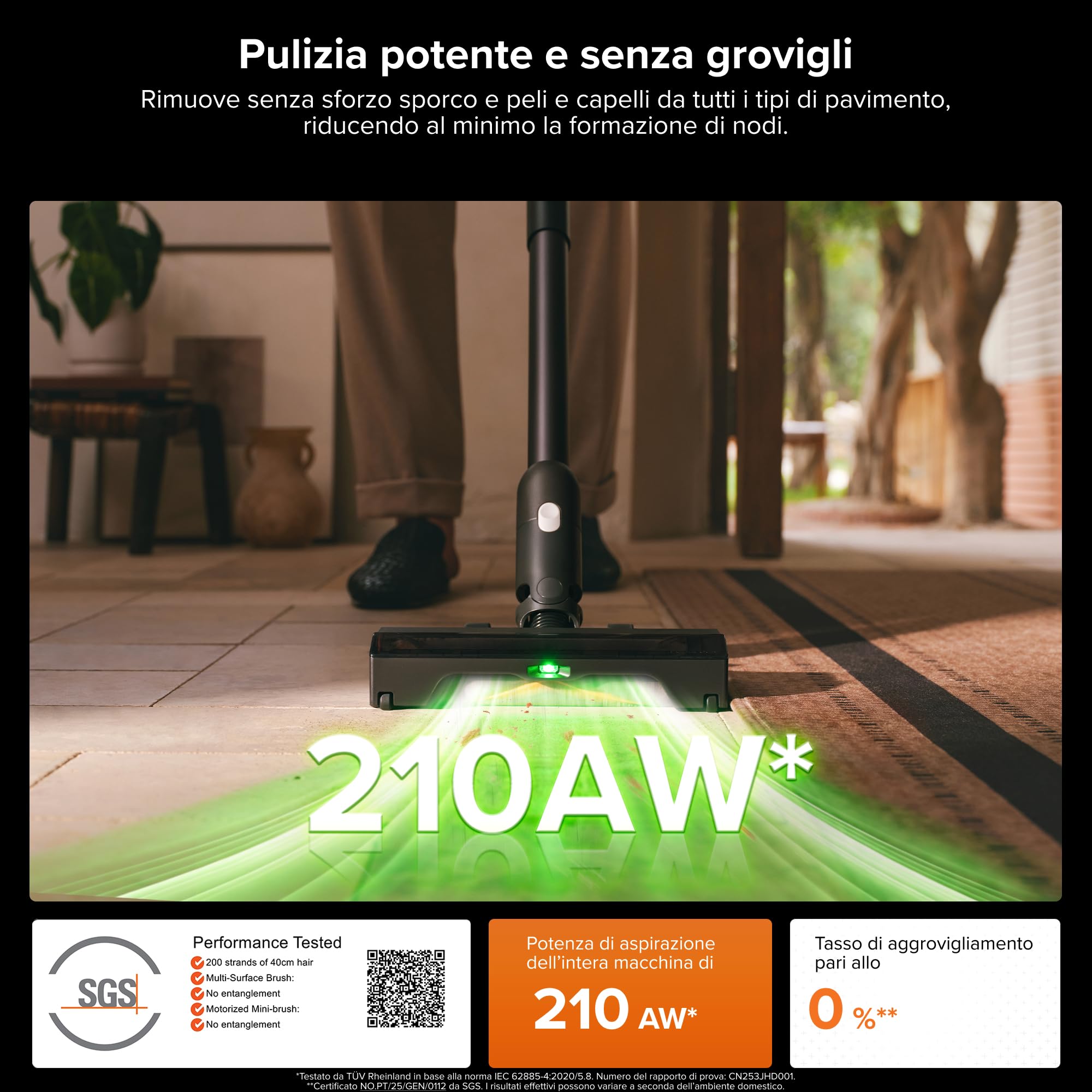 roborock H60 Hub Ultra Aspirapolvere Senza Fili con Base Auto-Svuotante, 210 AW Aspirazione Potente, 90 min, Luci LED 140°, Spazzola Anti-Groviglio Multisuperficie, per Peli di Animali, Tappeti