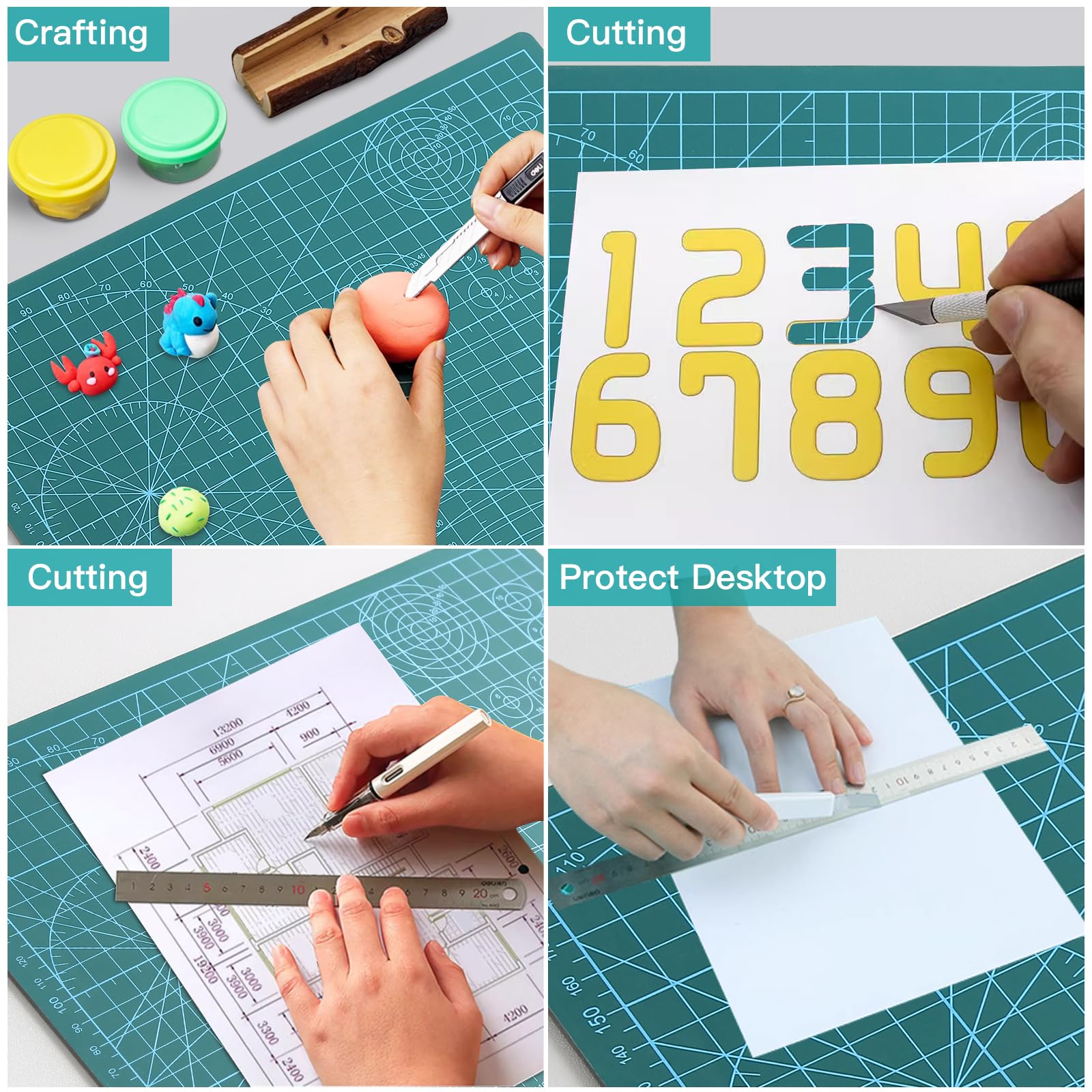 Tappetino Da Taglio Autorigenerante 2 Pezzi - A4 (22x30cm), 5 Strati, Per Modellismo E Cucito - Foto 7