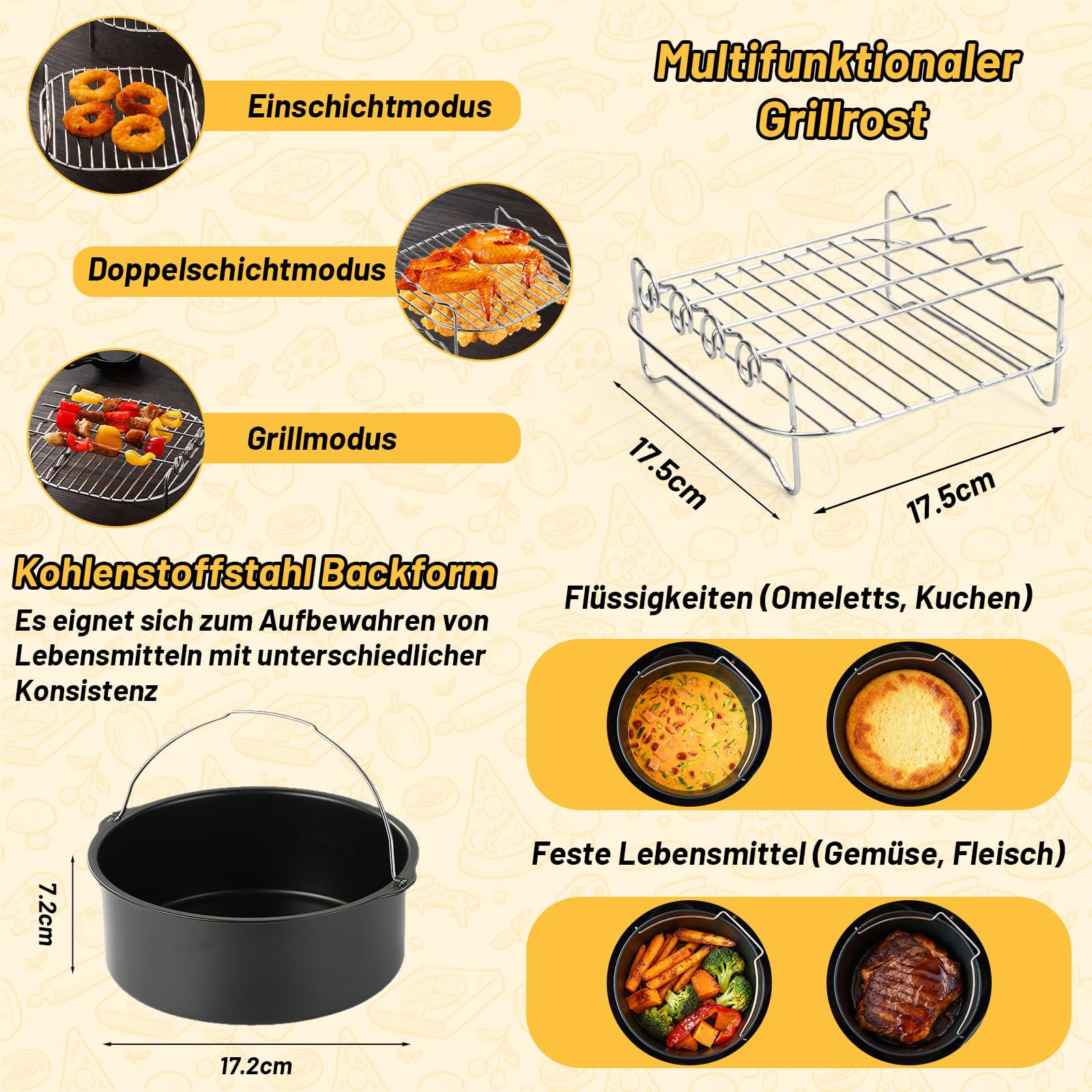 Heißluftfritteuse Zubehör Airfryer Zubehör für Philips 2000 Series NA229/00 | Für Philips Airfryer 2000 Series NA229/00 NA220 4,2L HD9270 6,2L Russell Hobbs 4L 4,3L 5,5L Backpapier Backform Ölspray, usw.