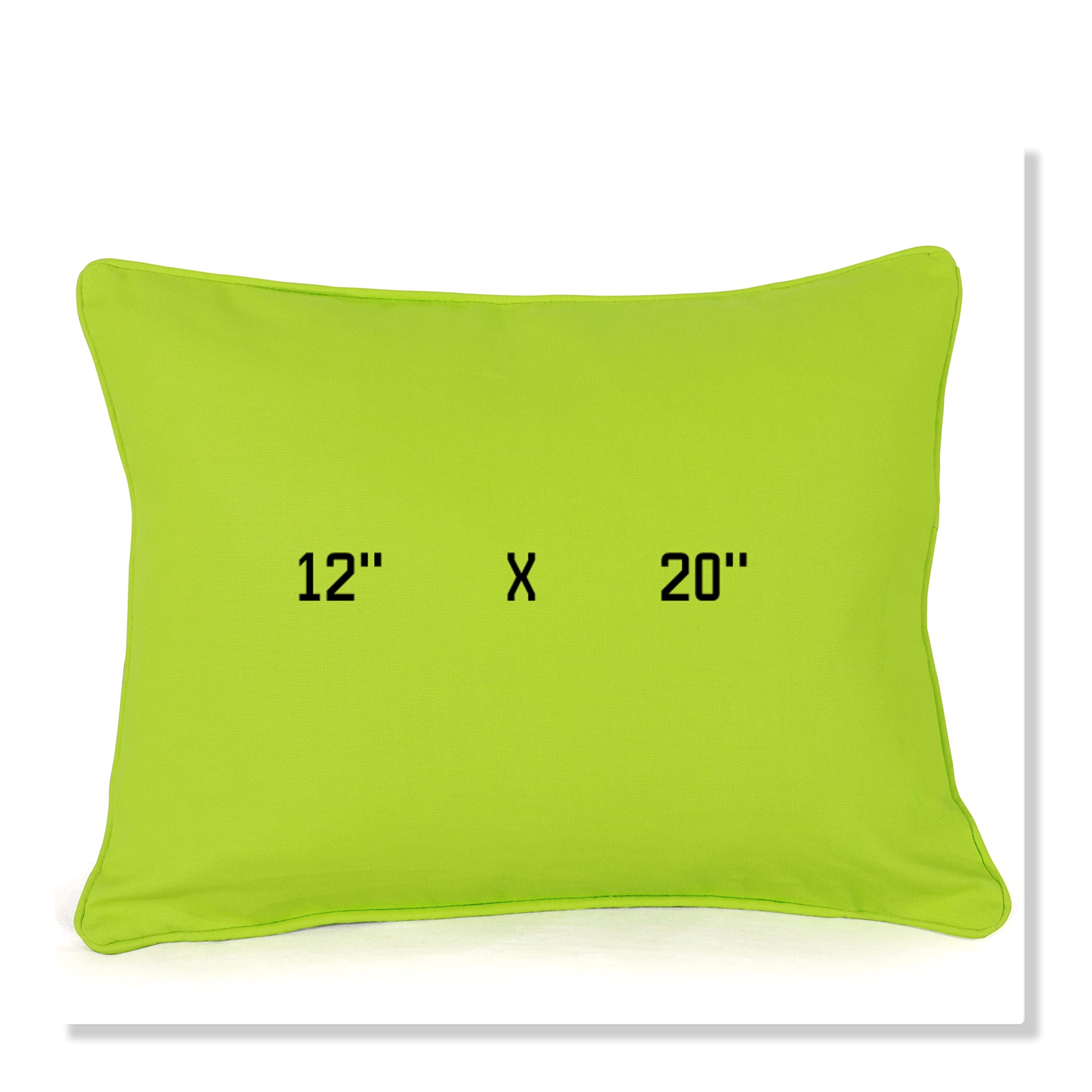 Arlinens Lime Green Rectangle/Oblong Plain Dyed Soft Decorative Cushion Covers 100% Cotton Cover For Home Decor Decoration Sofa Couch Bed & Chair With Piped Edge (12X20, )