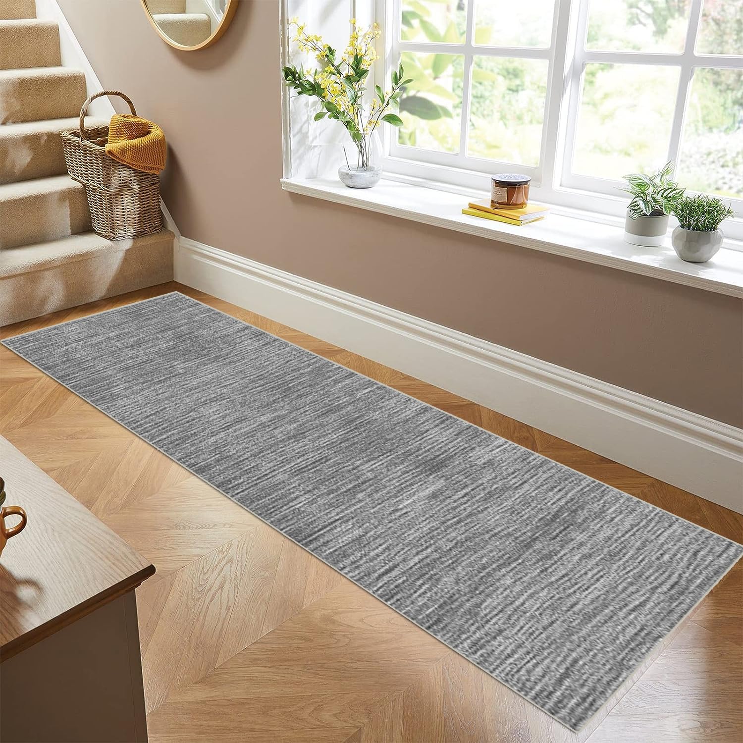 Siunwdiy Grey Carpet Runners 40x180cm Non-slip Carpet Modern Washable Color Runner Rug Area Rugs Runner Rug for Entrywayfor Living Room Bedroom Kitchen Hallway Floor Mat Indoor Rug Home Decor