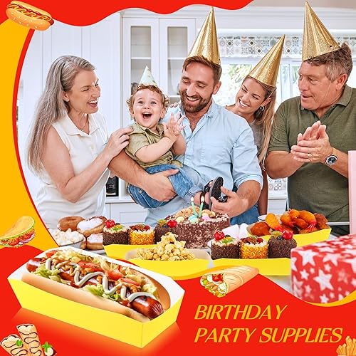 Miniatura 5 de 100 bandejas de papel de 7 pulgadas desechables para perros calientes, alimentos, nachos, botes para perritos calientes, platos para perros