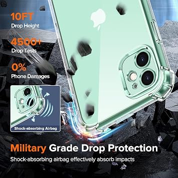 Ehr. iPhone 12 Mini Compatible Anti-Shock Yellowing Airbag Protected Ultra Slim TPU Transparent Silicone Case (Transparent, iPhone 12 Mini)