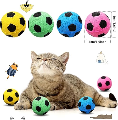 Miniatura 2 de Skylety 32 piezas de esponja de espuma de fútbol de juguete interactivo para gatos de fútbol pelota deportiva para gato gatito mascota