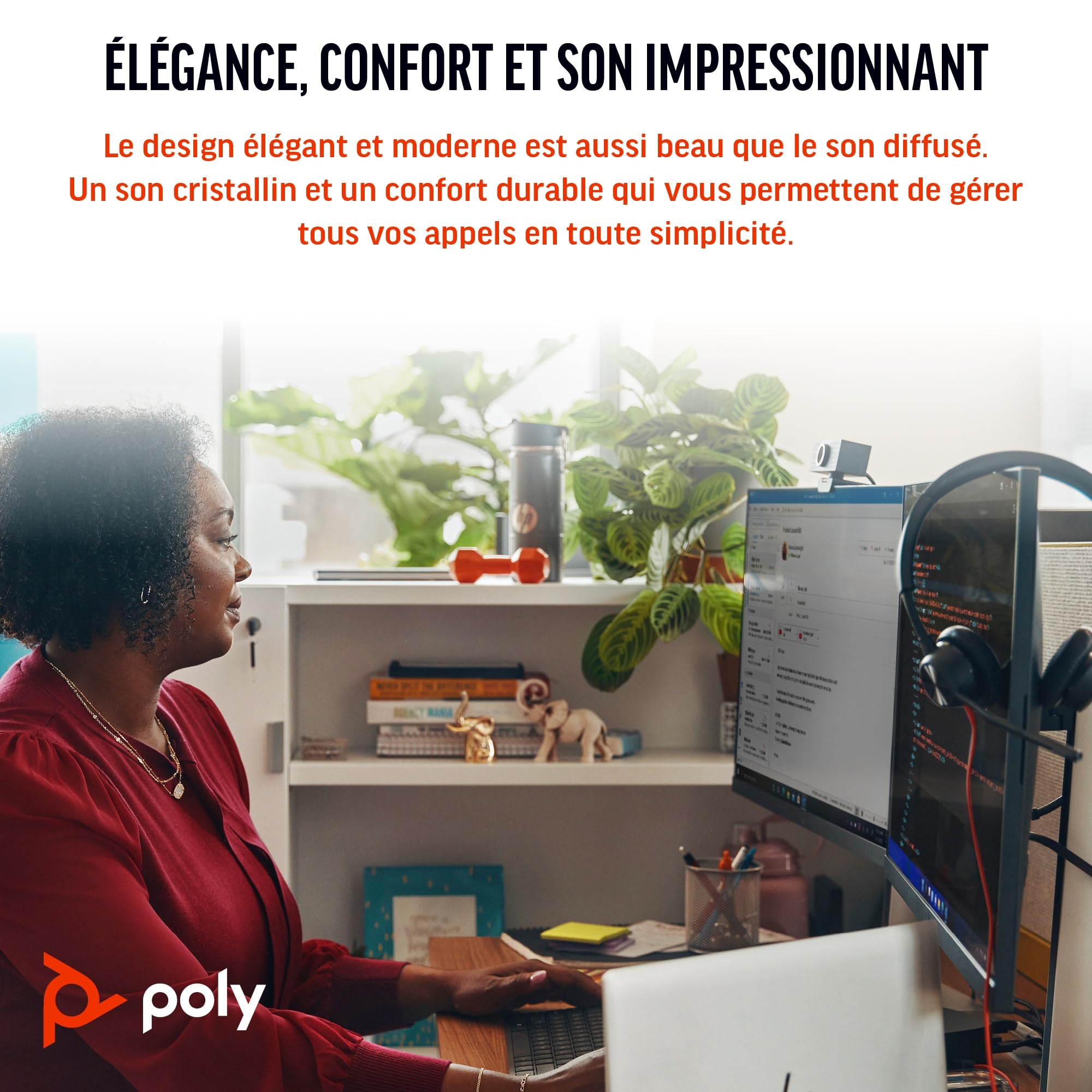 Micro-casque filaire Poly Blackwire 3320 – Perche de microphone flexible – Stéréo hi-fi – Connexion à un PC/Mac via USB-C ou USB-A – Fonctionne avec Teams/Zoom