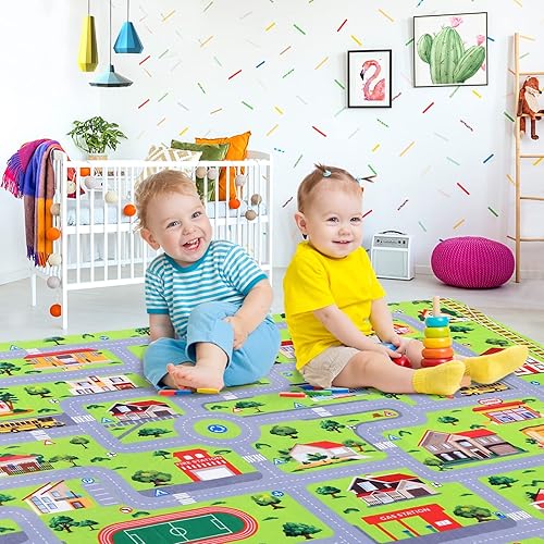 Miniatura 8 de FairOnly Alfombra de juego para niños para bebé, alfombra de juego para piso, alfombras para niños para sala de juegos, alfombra de área educativa