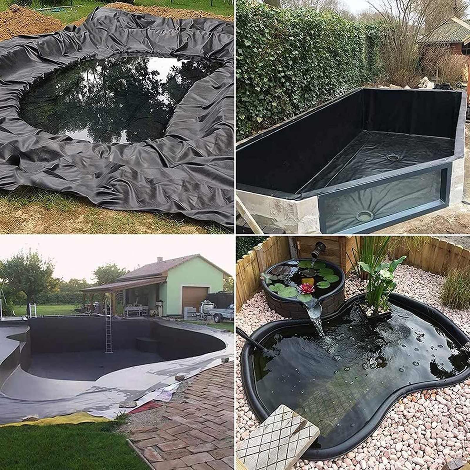 Rivestimento per laghetto – Membrana impermeabile flessibile in HDPE resistente da 0,3 mm per stagni di pesci, giardini acquatici, banchi di ruscelli e soluzioni paesaggistiche
