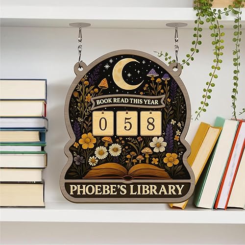 Miniatura 17 de Letrero Personalizado de Libros Leídos, Contador de Libros Leídos Este Año, Decoración de Biblioteca, Letrero de Seguimiento de Libros para
