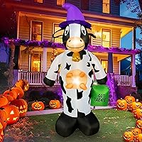 Vista 1 de Decoración inflable de vaca de Halloween de 4 pies con luz LED, decoración inflable de Halloween al aire libre para fiesta de Halloween