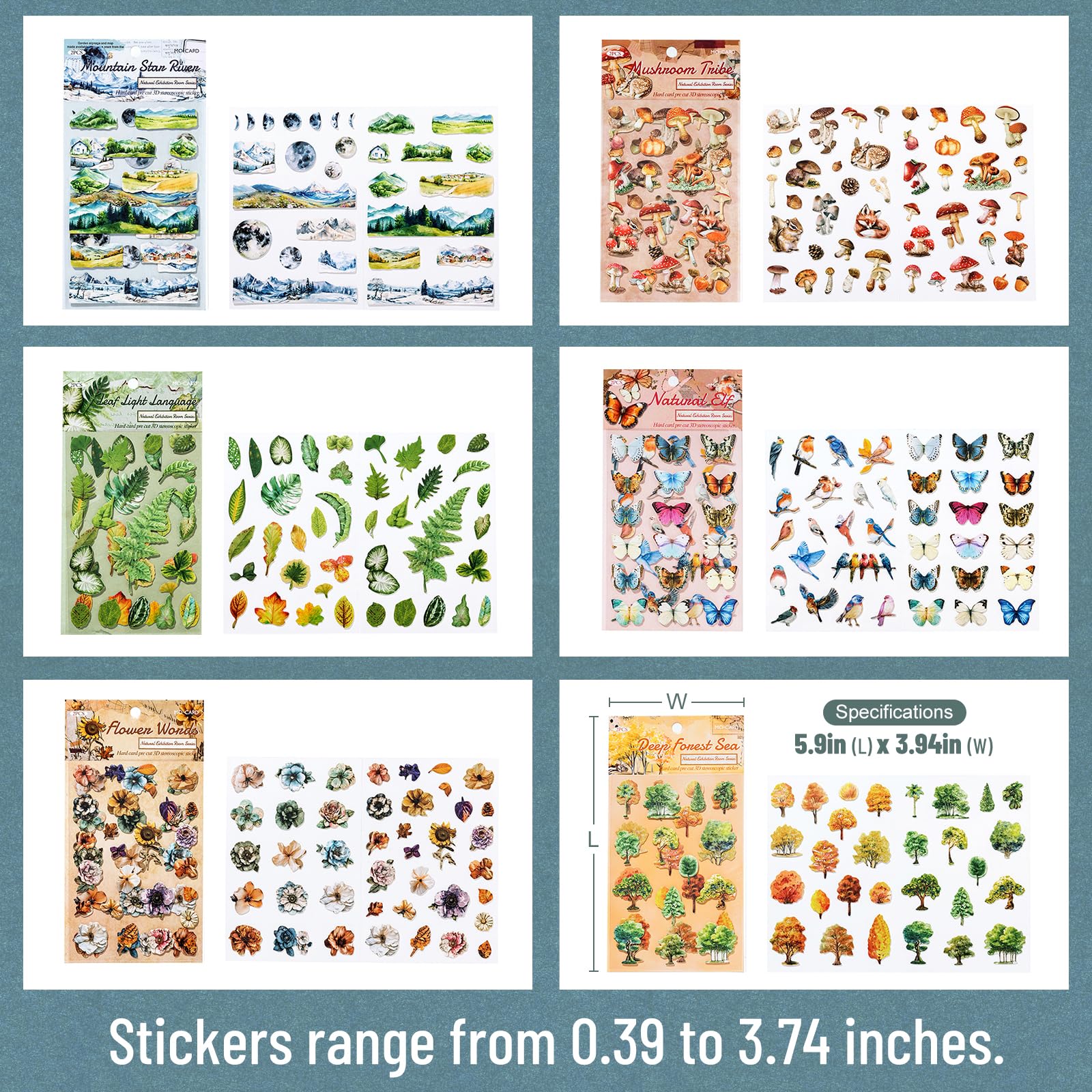 219pcs Vintage Nature Stickers for Scrapbooking and Journaling, Pre-Cut Thick Paper Stickers for Junk Journal, Card Making, DIY Crafts - Image 2