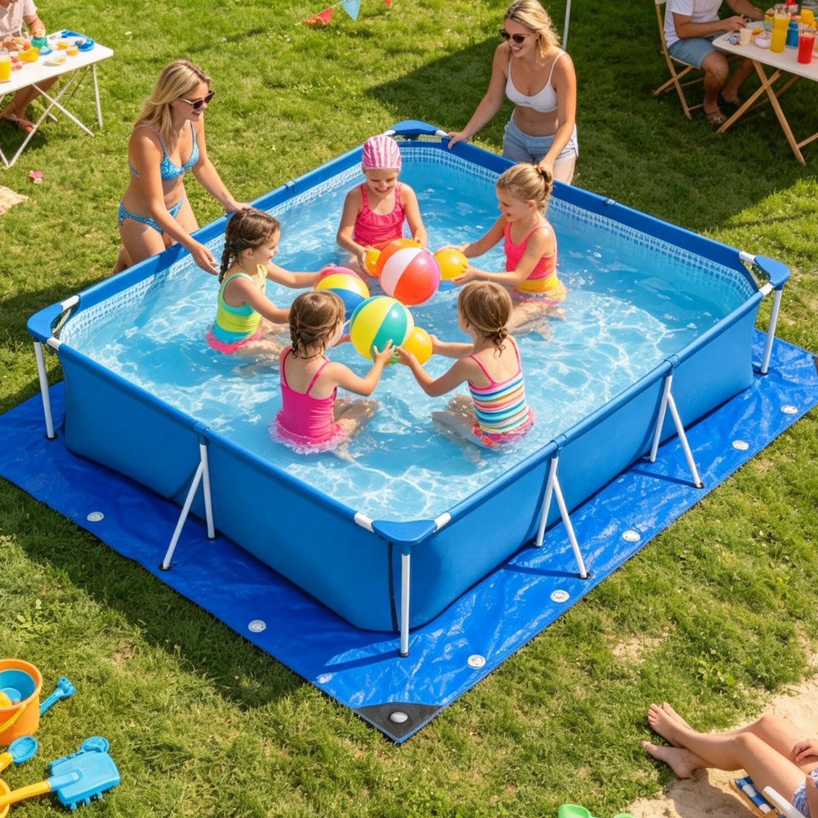 Telo sotto piscina Telo Impermeabile per Terrazzo | Tappeto Pieghevole Rettangolare Double Face da Piscina Terrazzo, Giardino, Picnic, Cortile, Prato, Esterno, Pranzo, e