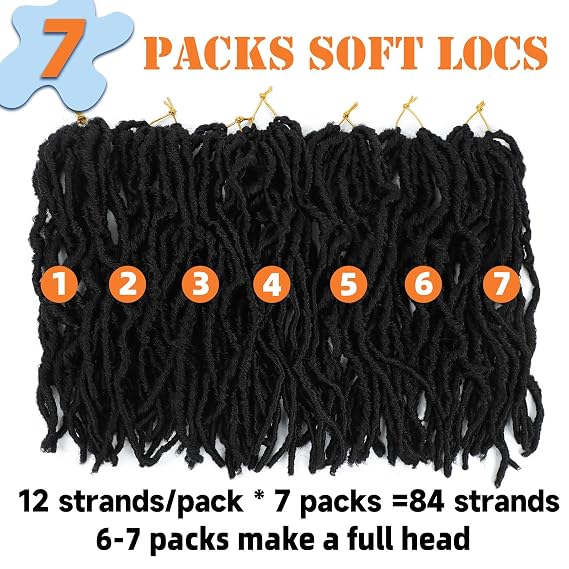 Soft Locs 10 Inch 7 Packs Short Faux Locs Crochet Hair for Black Women, 1#
