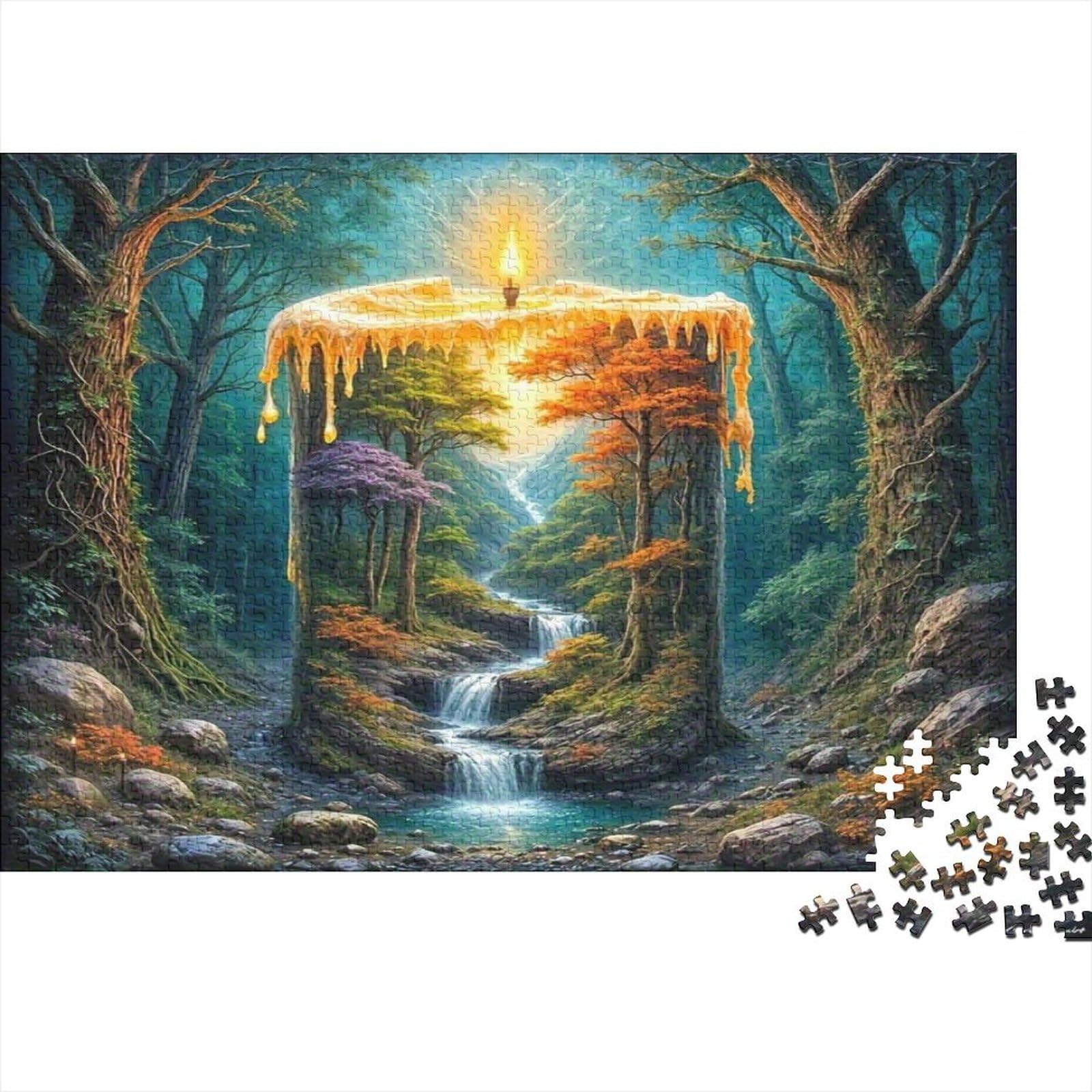 1000 Piece Forest Candle Jigsaw Puzzle for Adults Thickened Paper Educational Forest Candle Puzzle Home Decoration Brain Challenge 70x50cm/1000pcs