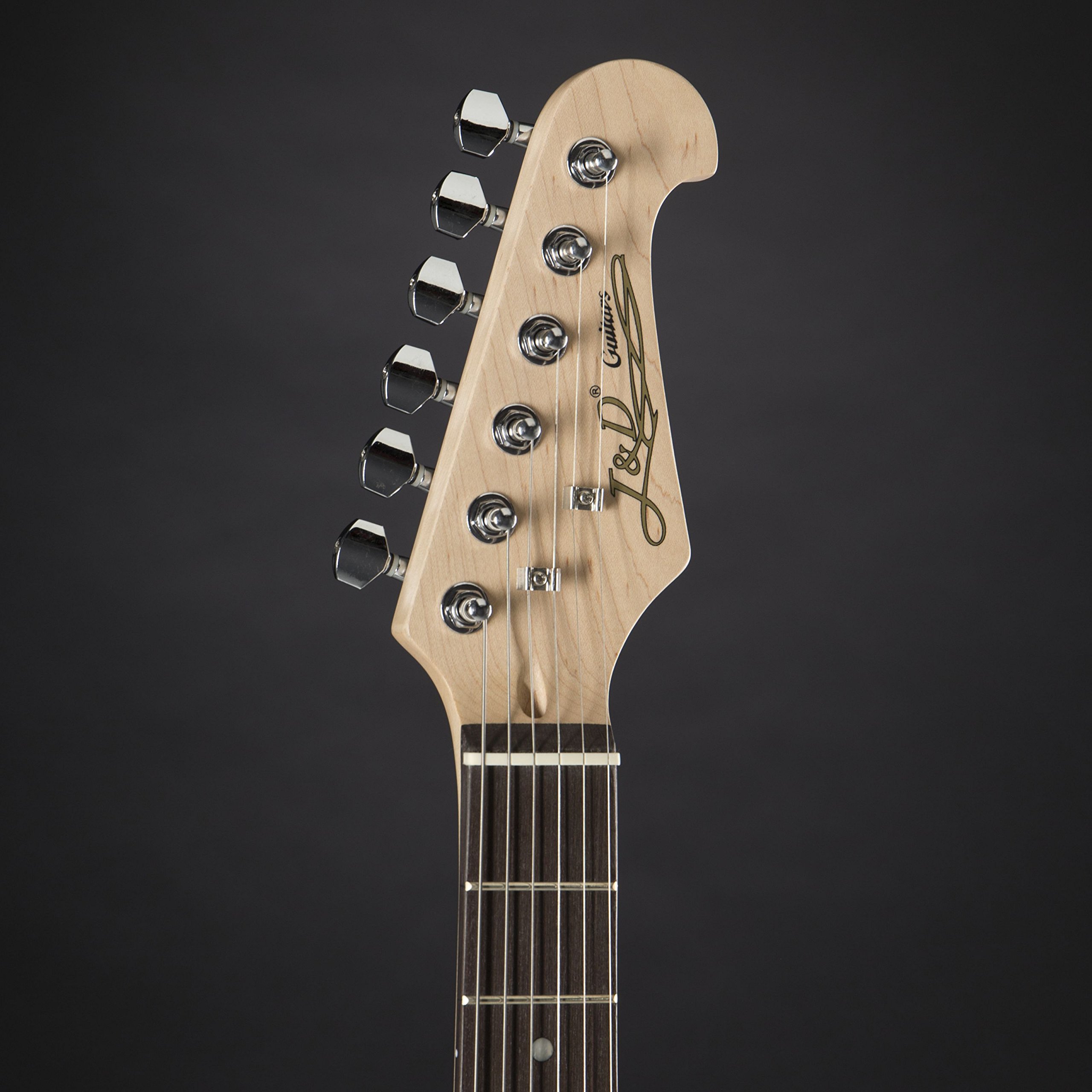J & D E-Gitarre, 3/4 elektrische Gitarre für Anfänger mit Single Coil Tonabnehmer, Electric Guitar in hochglanz Sunburst, ST-Style Mini