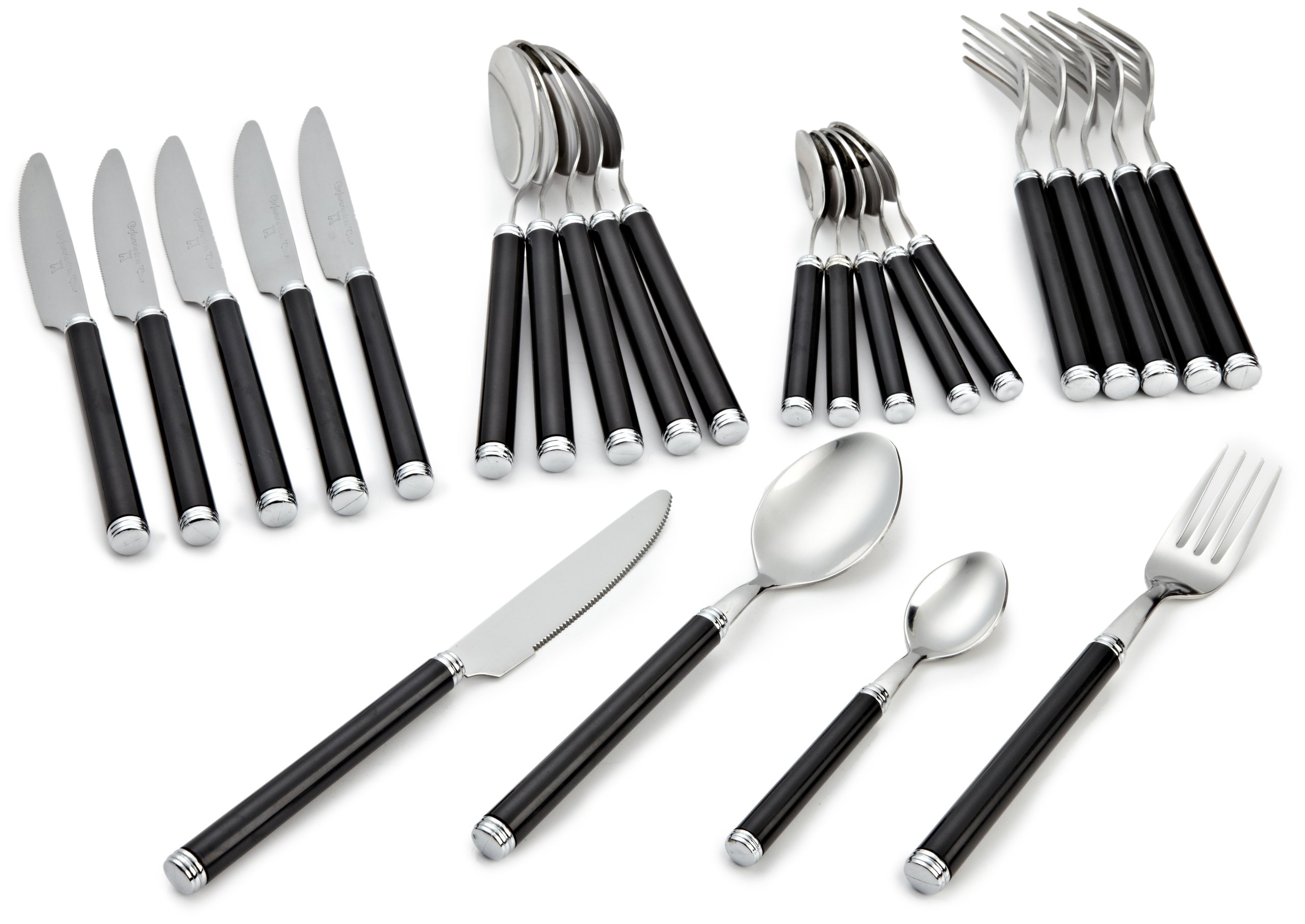 LeBrun 24-Piece Azale Classic French-Style Cutlery Set, Black
