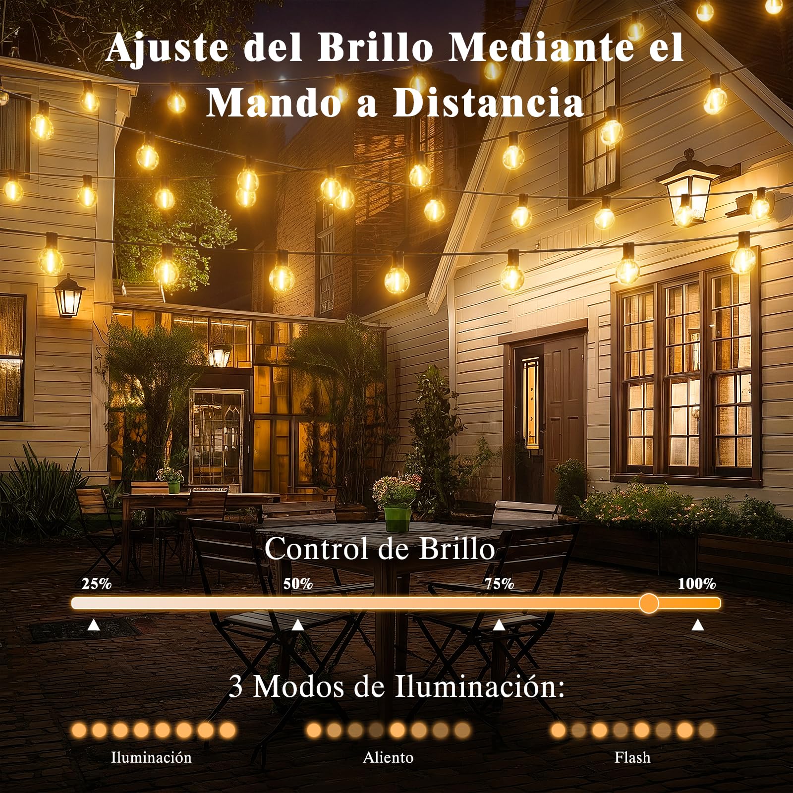 Guirnaldas Luces Exterior Jardin LED 20M 65ft G40 Bombillas LED Cadena de Luz Guirnaldas Luminosas Exteriores IP44 Impermeable Outdoor Girnaldas Garden para Patio Fiesta Terraza