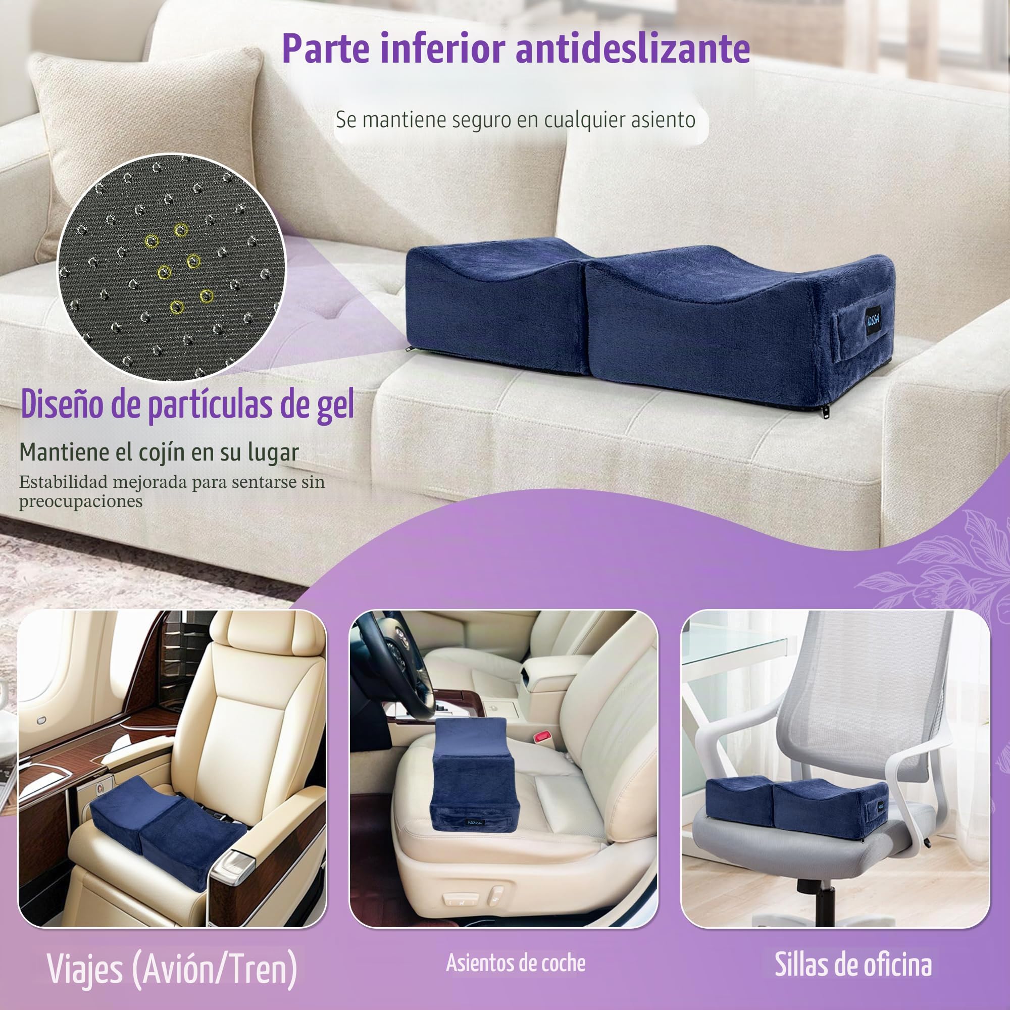 BBL Almohada brasileña para levantamiento de glúteos después de la cirugía, cojín de asiento para sentarse, para conducir, recuperar postes, almohadas, silla de levantamiento de glúteos, espuma (azul)