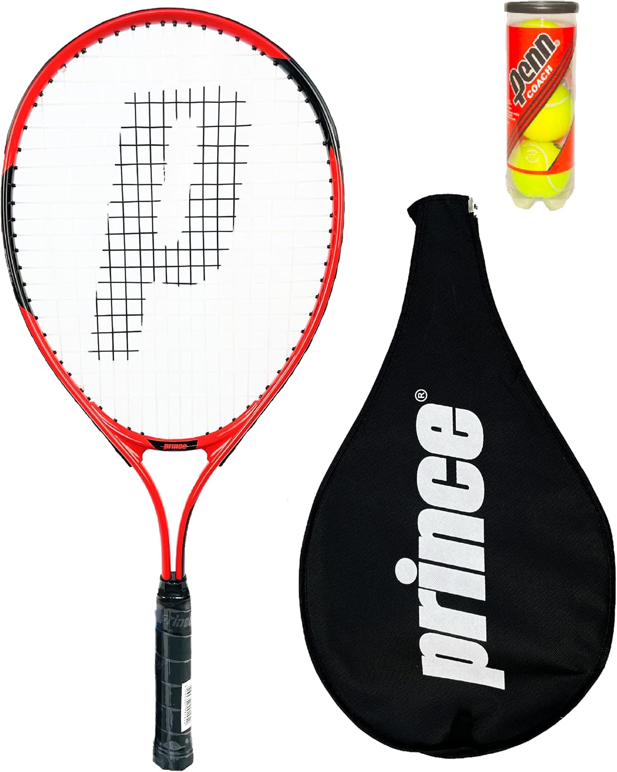 Prince Power Warrior - Raqueta de tenis para niños (66 cm, incluye funda y 3 pelotas de tenis)