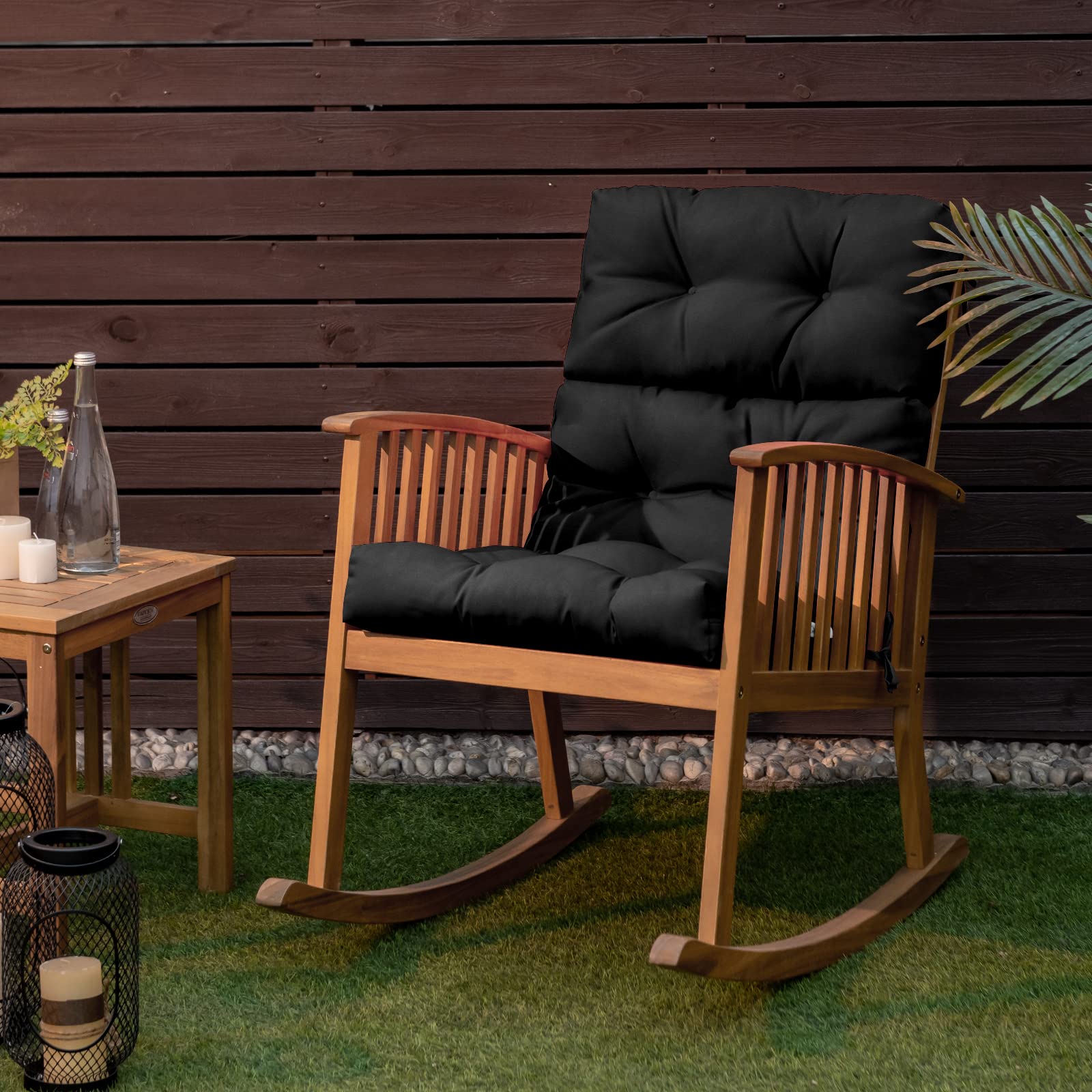 COSTWAY Cuscino Imbottito per Poltrona Sdraio Relax, Cuscino a 3 Pieghe per Sdraio e Lettino, Cuscino Prendisole con Corda, per Interno ed Esterno, 117 x 56 x 12 cm (1, Nero)