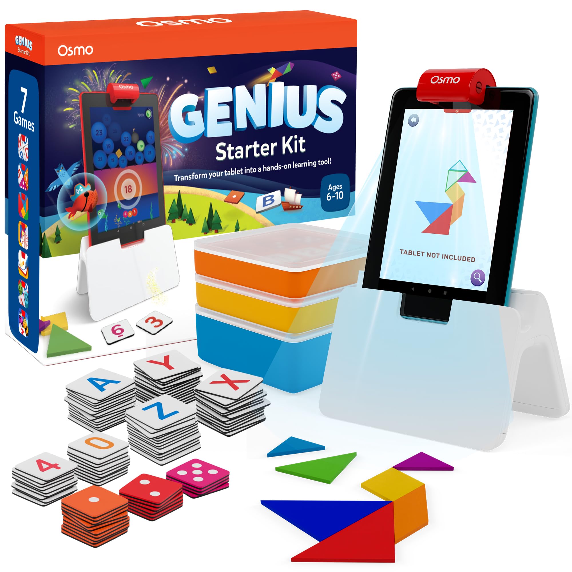 Osmo Genius Kit, Ages 6-10, 7 STEM Learning Games, Spelling & Math, Fire | Includes Osmo…