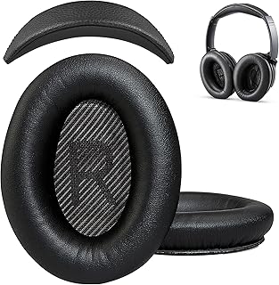 Replacement QC35 / QC35 ii earpads and QC35 Headband / QC35 ii Headband V3 pad Cushion Compatible with Bose QuietComfort 35 (QC35) and Bose QuietComfort 35 ii (QC35 ii) Headphones (Black)