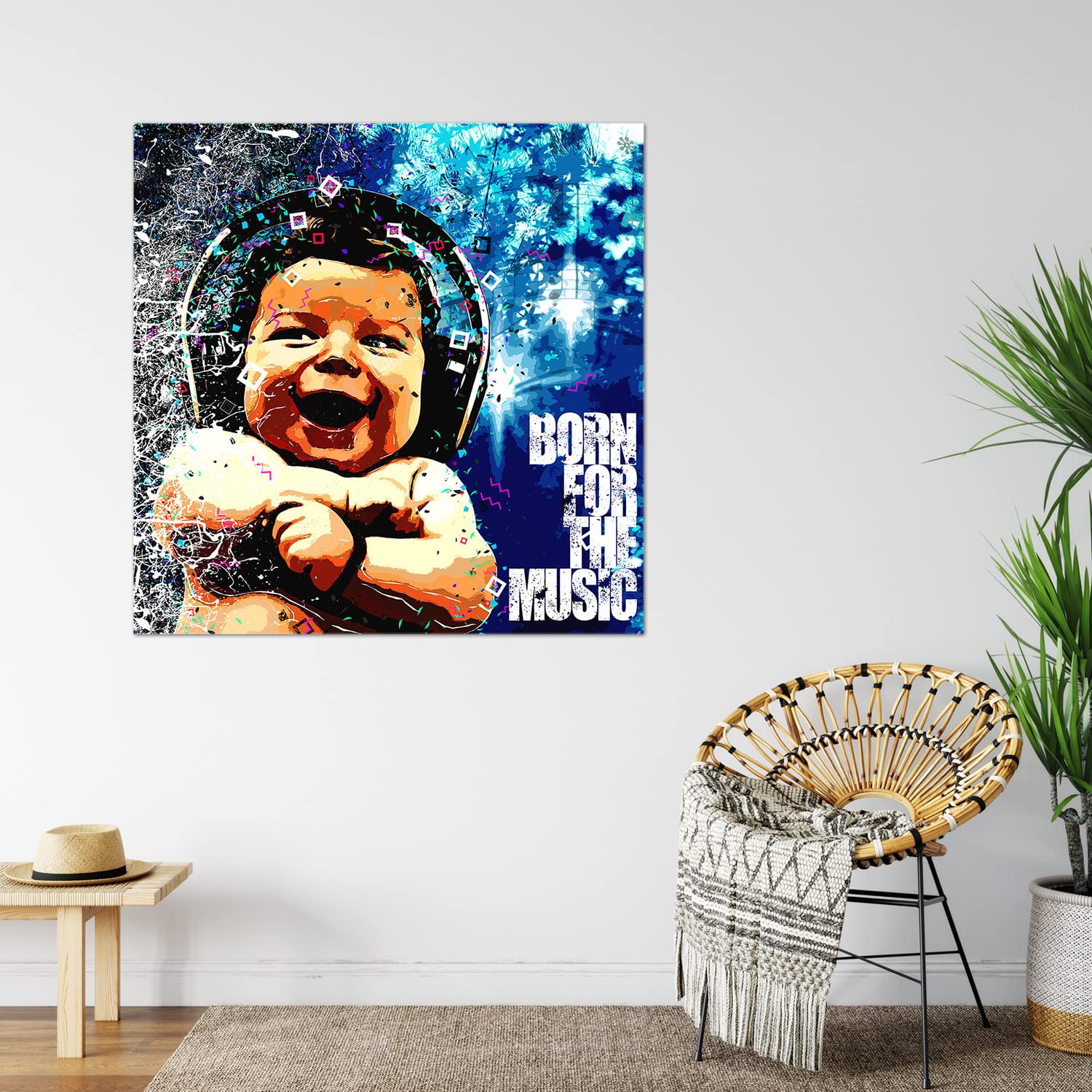 Giallobus - Quadro - Street Art - Born for The Music - Vetro Acrilico - 70x70 - Pronto da Appendere - Quadri Moderni per la casa