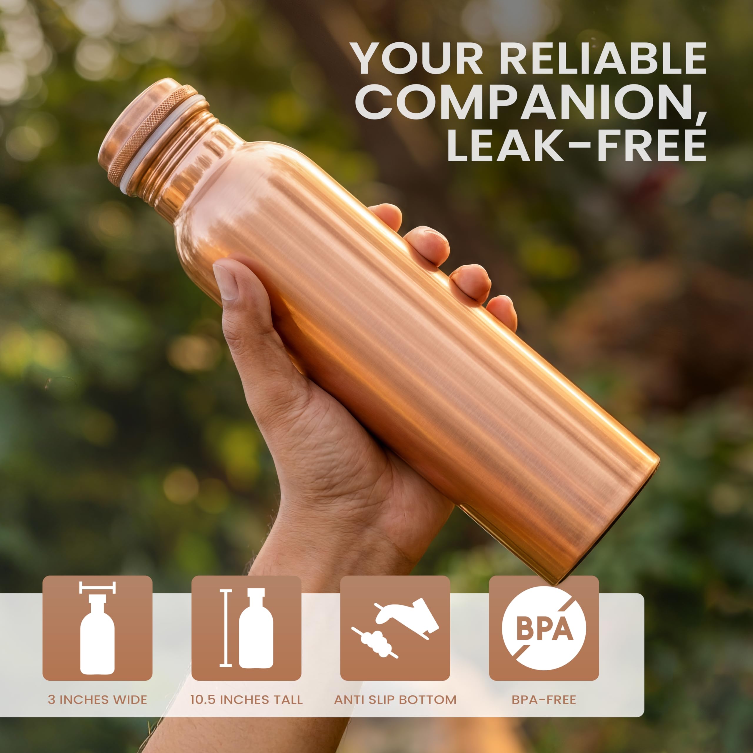 Amazon.com: THE ART BOX Pure Copper Water Bottle 34 oz (1000 ml