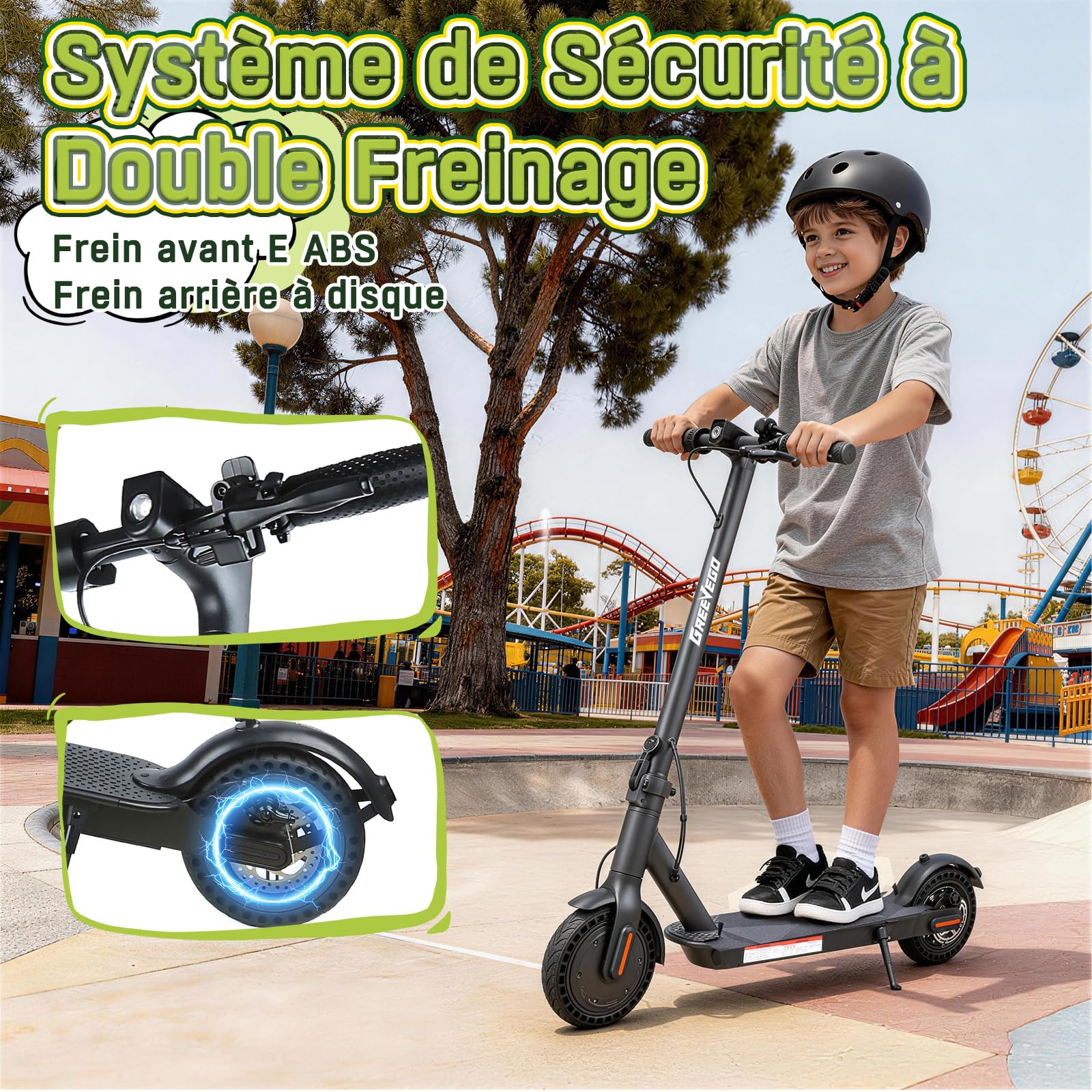 Trottinette Électrique Ado 10-16 Ans – Moteur 350W, Batterie 4Ah, Autonomie 10-15km, Pneus 8.5" Gonflables, Double Frein E-ABS + Disque Arrière, Pliable pour Adolescents