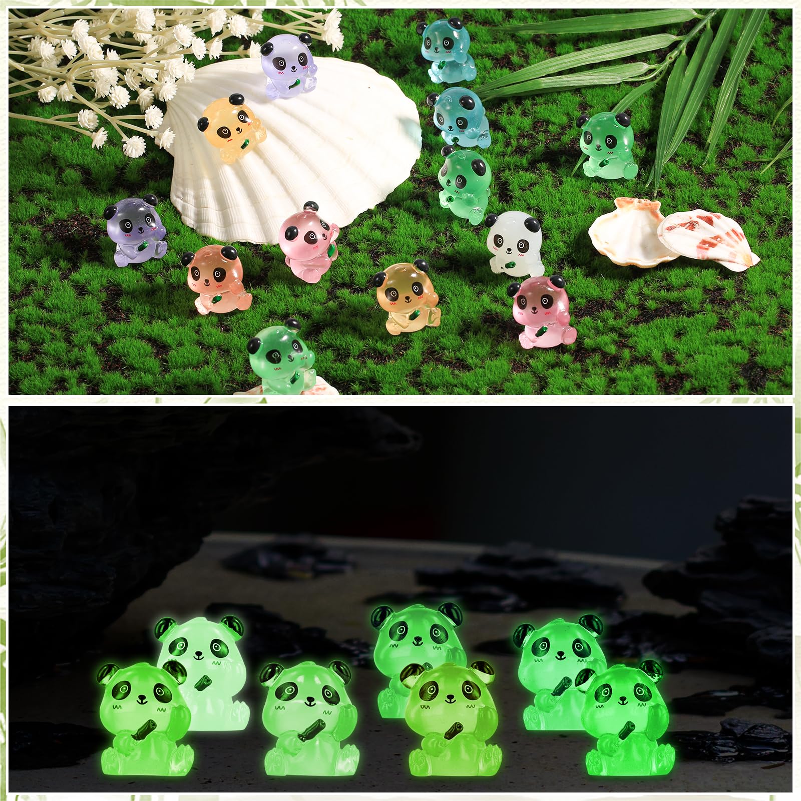 35pcs Luminous Mini Panda Figurines - 7 Colors Glow in The Dark Resin Animals for Garden Dollhouse Home DIY Crafts Decoration - Image 4