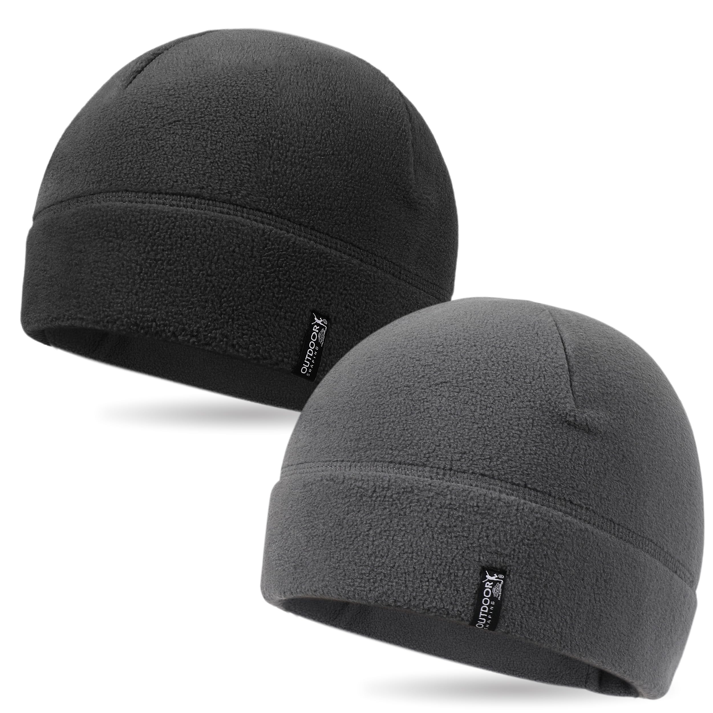 OUTDOOR SHAPING 2 Pack Tactical Fleece Cap Winter Warm Beanie Military Army Watch Cap Gift for Men Women