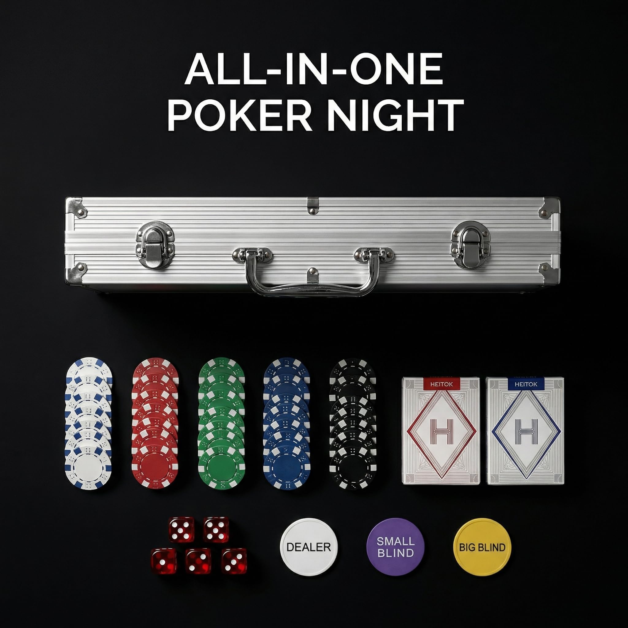 HEITOK Set poker 300 senza denominazione 11.5g Nucleo Ferro Texas Holdem