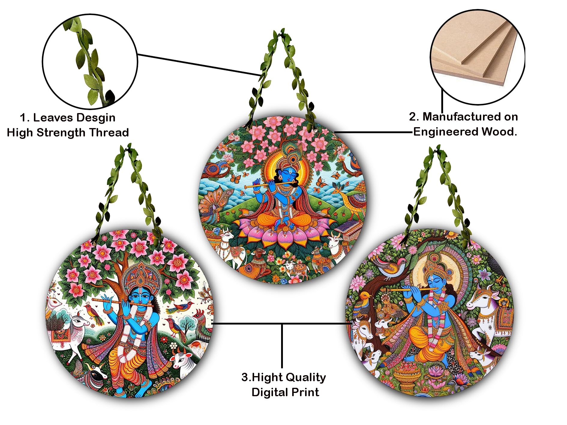 MD Arts Wall Hanging Decorative Items for Living Room | Circle Set Digital Print Wall Art | Cir-Set-0006 1