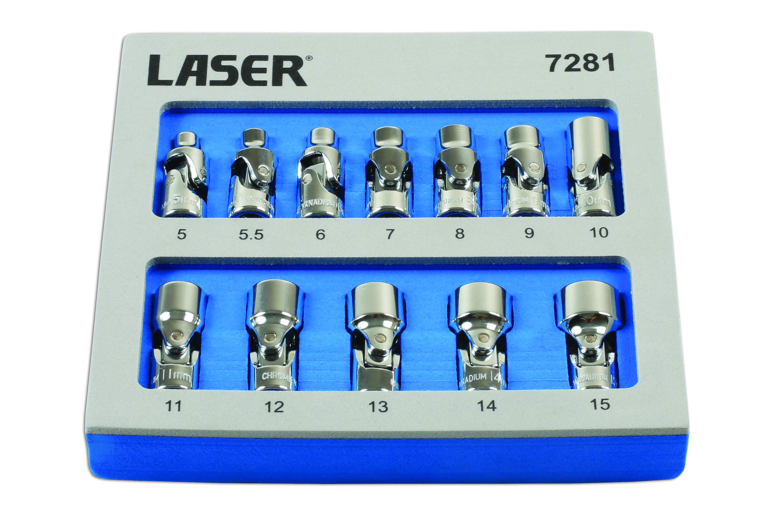 Laser 7281 Universal Joint Socket Set 1/4" D 12Pc
