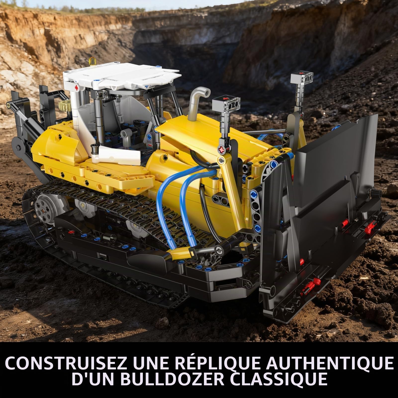 Mould King 19019 - Ensemble de construction technique Bulldozer, modèle de machine de construction à chenilles statique, jeu de construction en briques pour adultes et adolescents (1200 pièces)