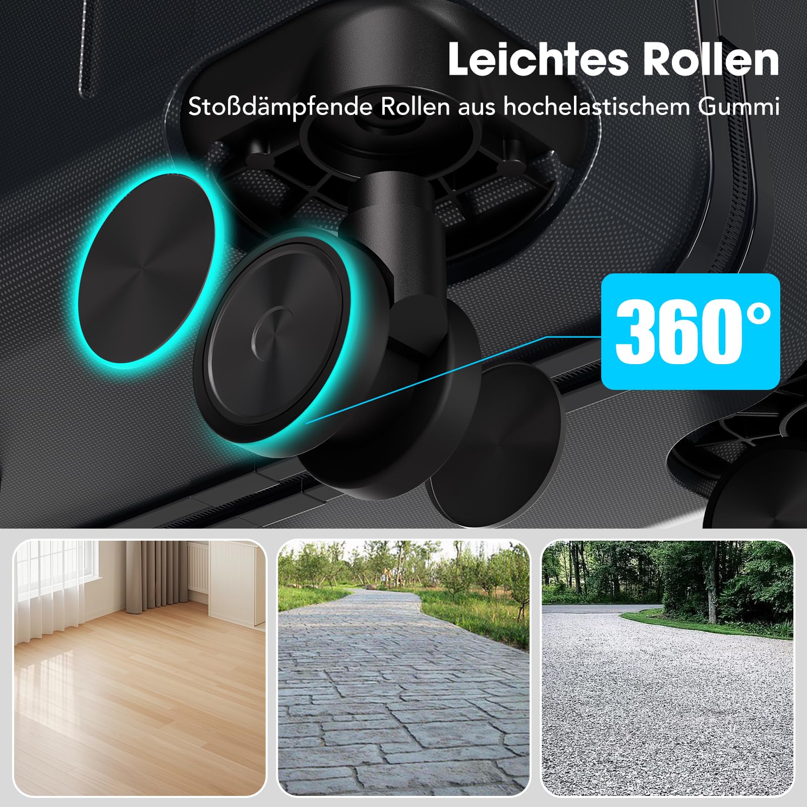 Set Valigie, Valigia, Set di 5 Valigie, Rotelle Girevoli 360°, Maniglia Telescopica Regolabile, Materiale ABS, Borsone da Viaggio Espandibile per Palestra e Borsa da Toilette (Dark)