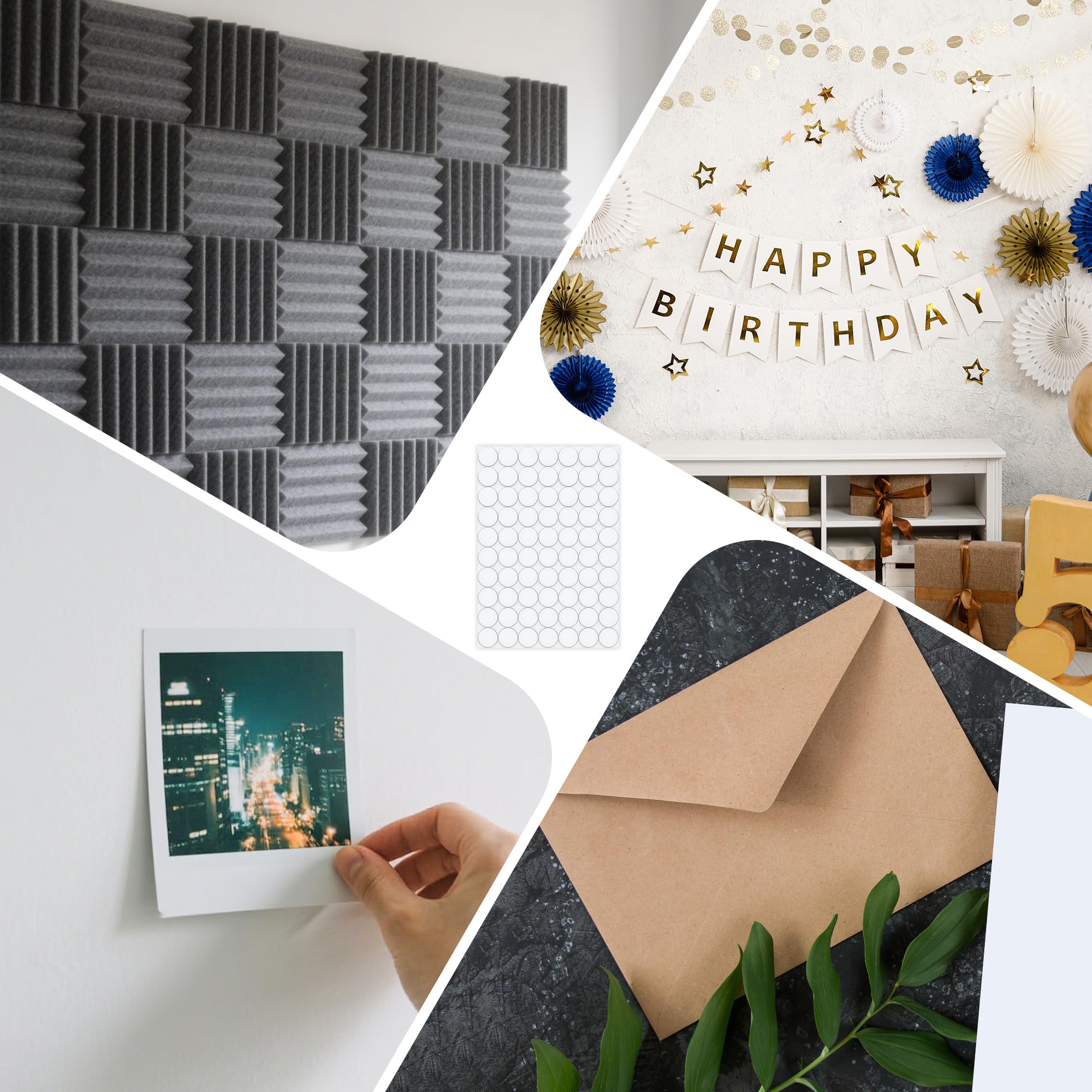 Foneso 70 stuks transparante kleefstrips, dubbelzijdig plakband, 20 mm ronde plakpunten voor akoestisch schuim, herbruikbare, spoorloze plaklabels voor ballonnen, bruiloften, Kerstmis