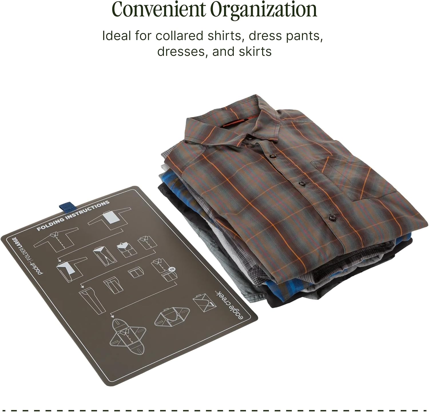 Eagle Creek Pack-It Original Garment Folder - Travel Garment Bag with Compression Wings to Maximize Luggage Space - Convenient Top Handle - Quick Drying Material - Black - Large - Image 5