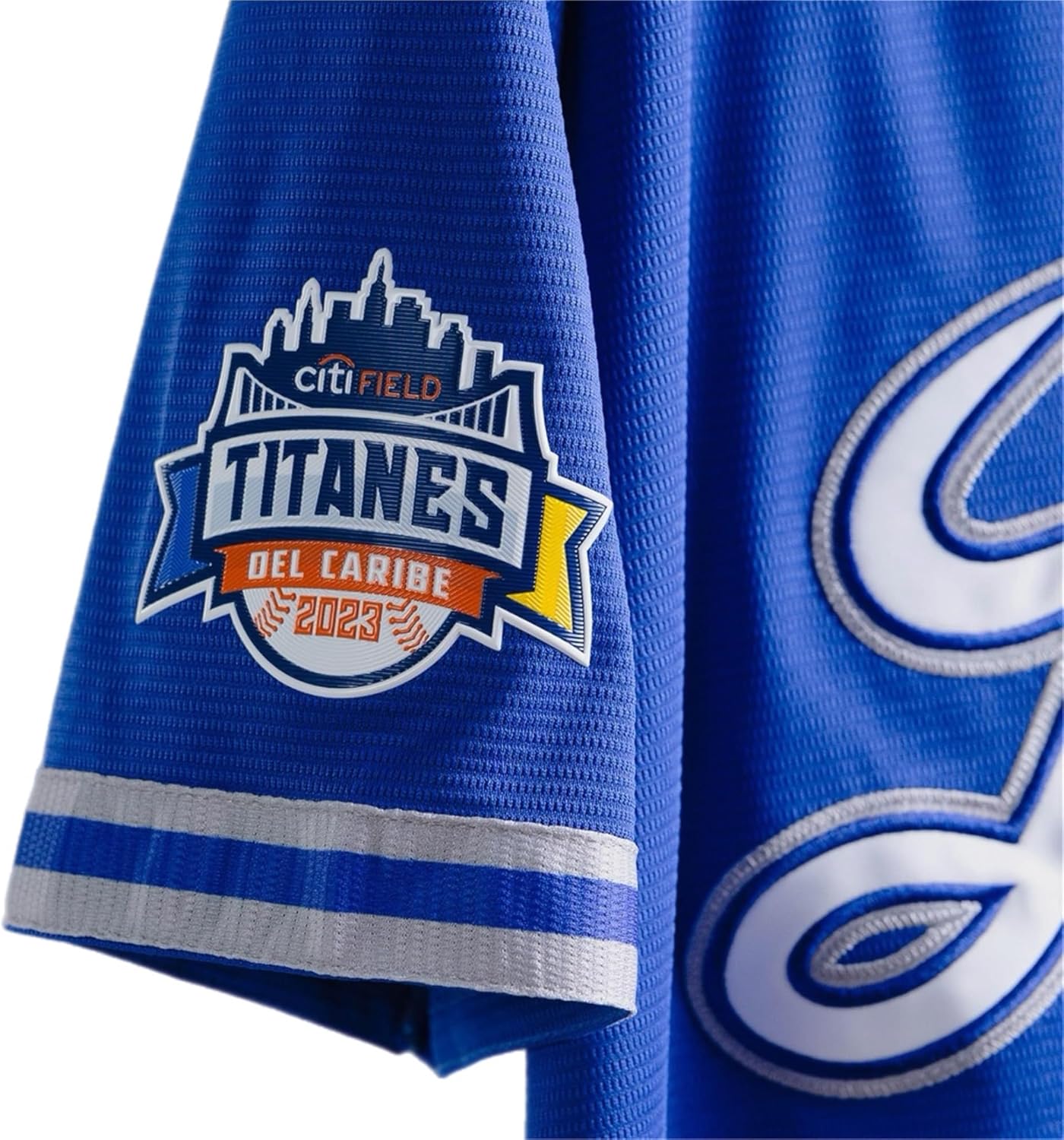 Tigres del Licey Sports Short Sleeve Authentic Blue Baseball Jersey Titanes del Caribe Logo