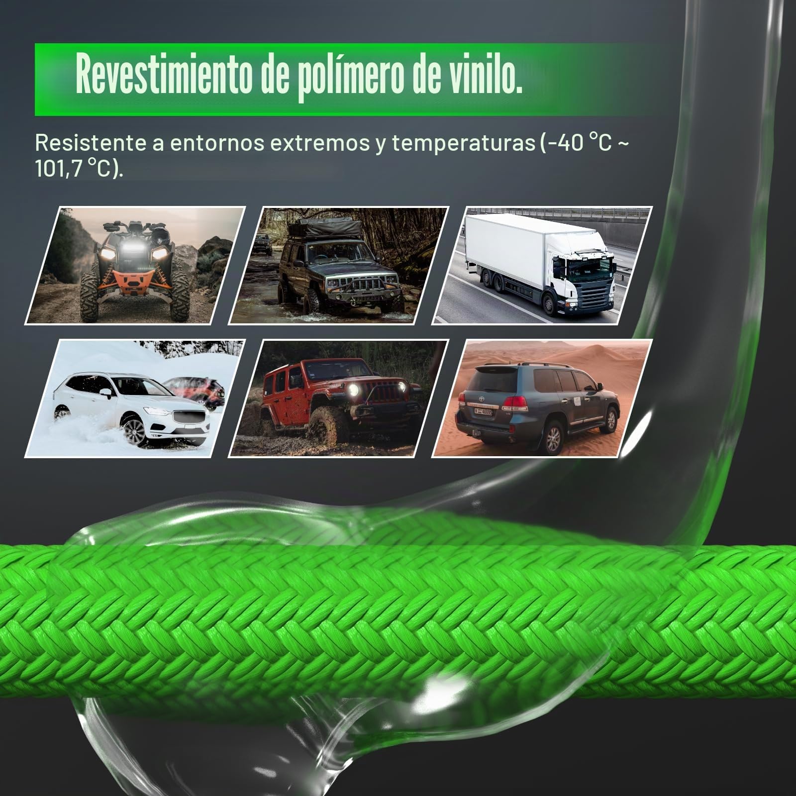 GODIAG Cuerda de Remolque para Coche Correa para Remolcar Vehículos con 2 Grilletes Suaves 1 par de Guantes de Algodón y Bolsa de Almacenamiento Cuerda de Recuperación para Coches Jeep Camión SUV, 9M