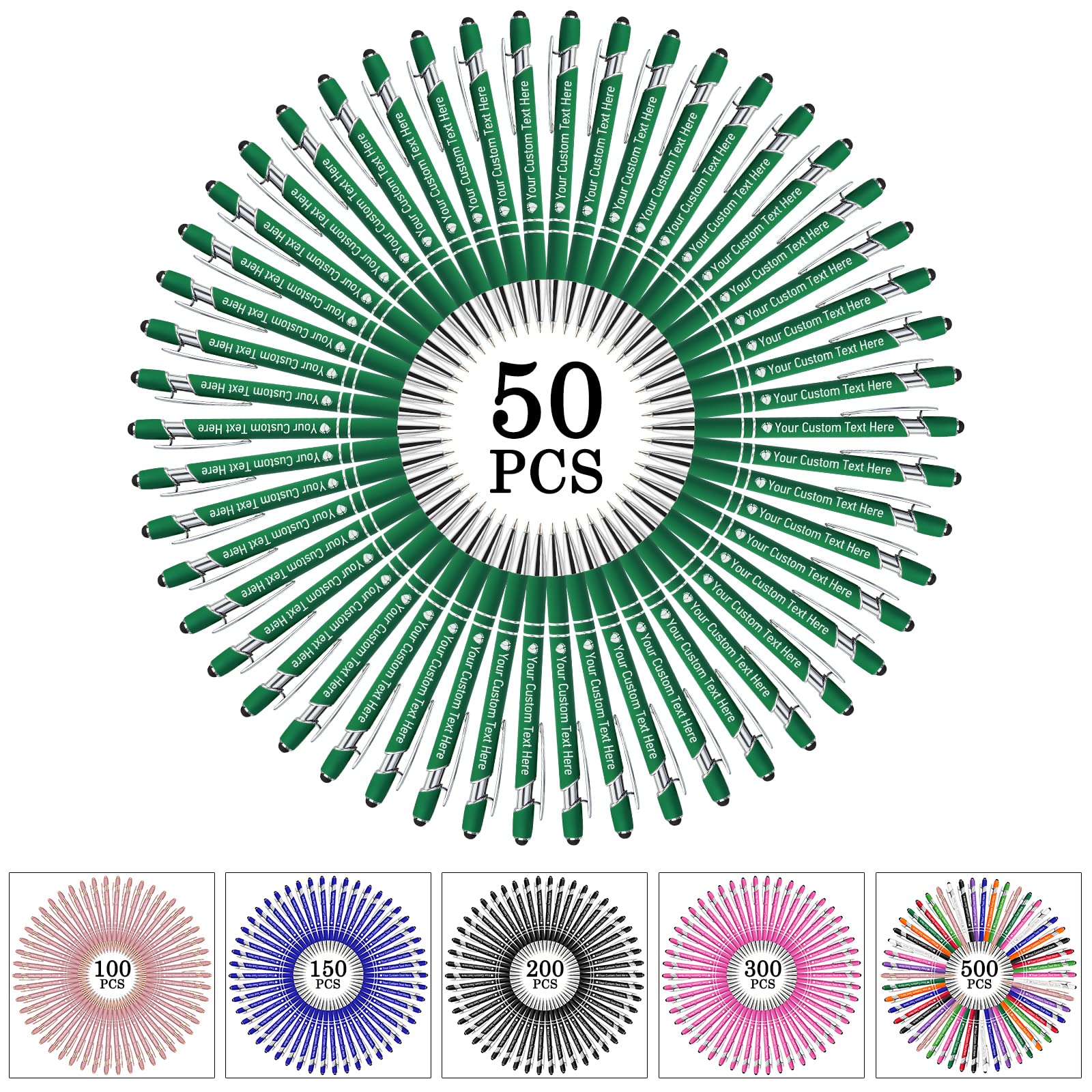 STREADVE 50 Personalized Custom Pens with Name Engraved Logo Text Pen, Customized Smooth Writing Pens Personalization Gift for Men Women Wedding