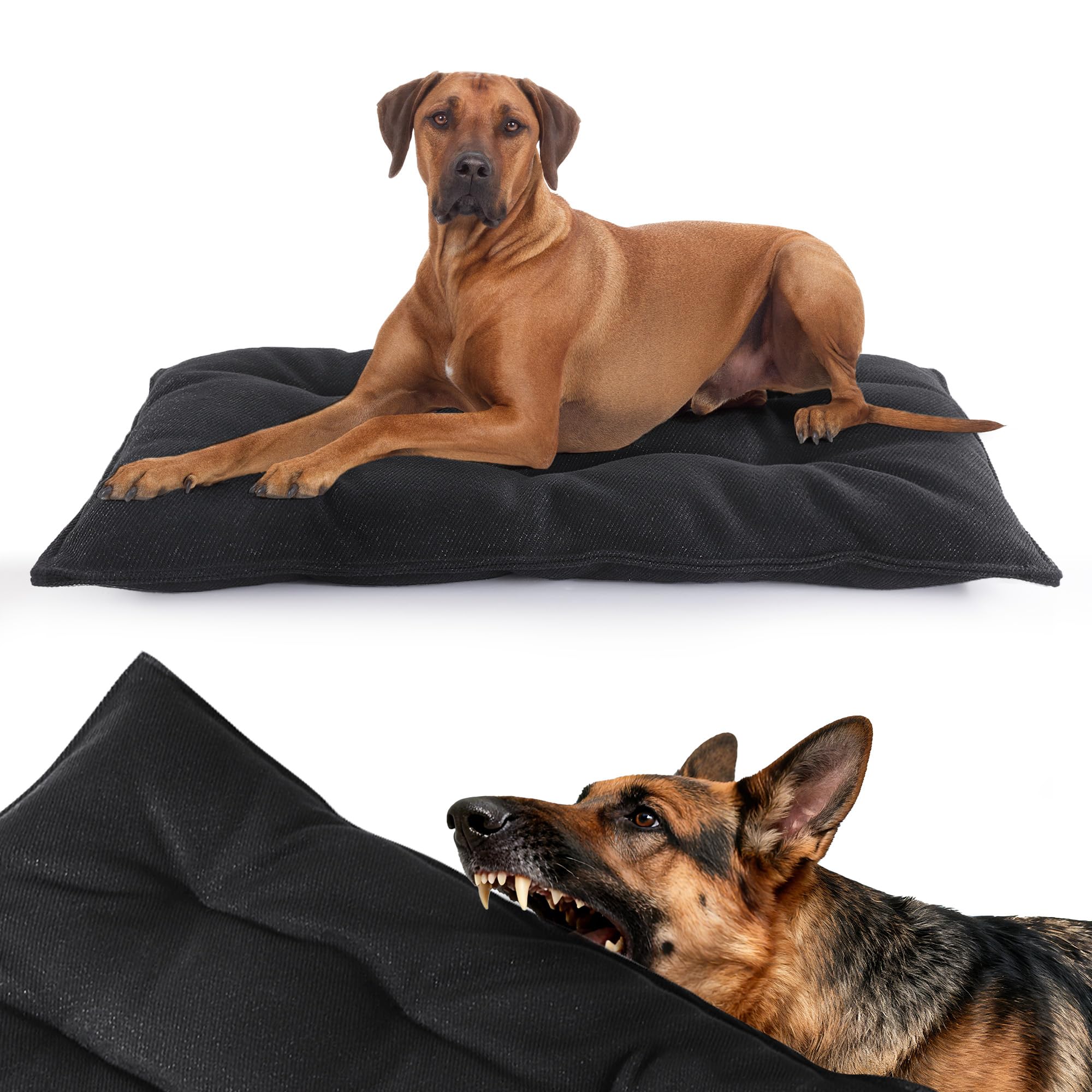 MABOZOOChew Proof Indestructible Dog Beds for Aggressive Chewers,Durable Dog Crate Pad,Washable Tough Pet Mats for Kennel,Black,M 18x29 in