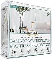 Vista 1 de Protector de colchón impermeable de bambú premium tamaño King de 78 x 80 pulgadas, 100% viscosa de bambú, hipoalergénico, funda de colchón