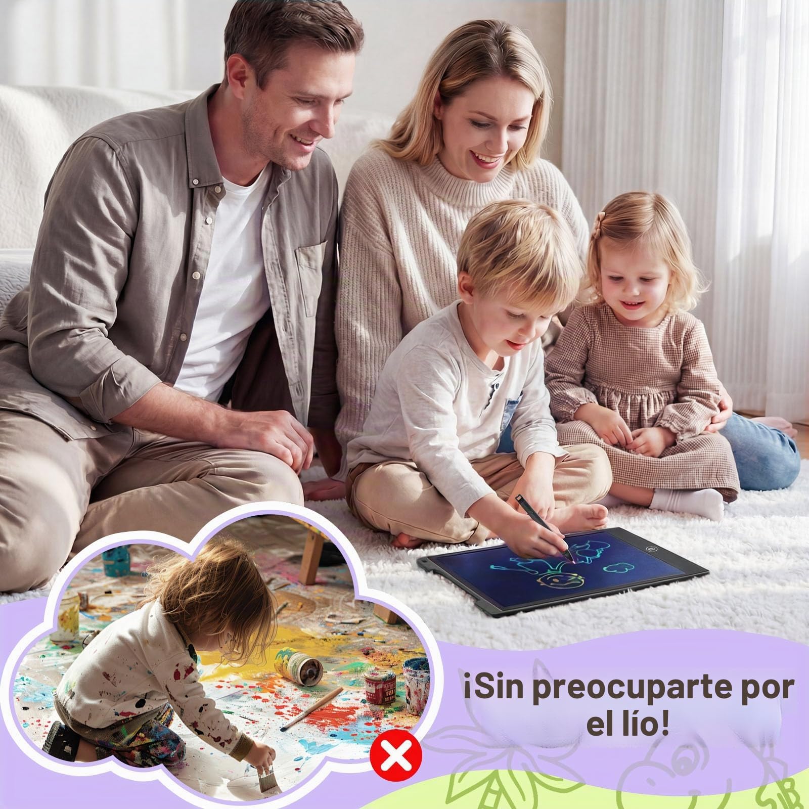 Tableta Escritura LCD Color 12'' Pizarra Magnética Infantil Cuaderno Digital Dibujo Niños Juguete Educativo Regalo
