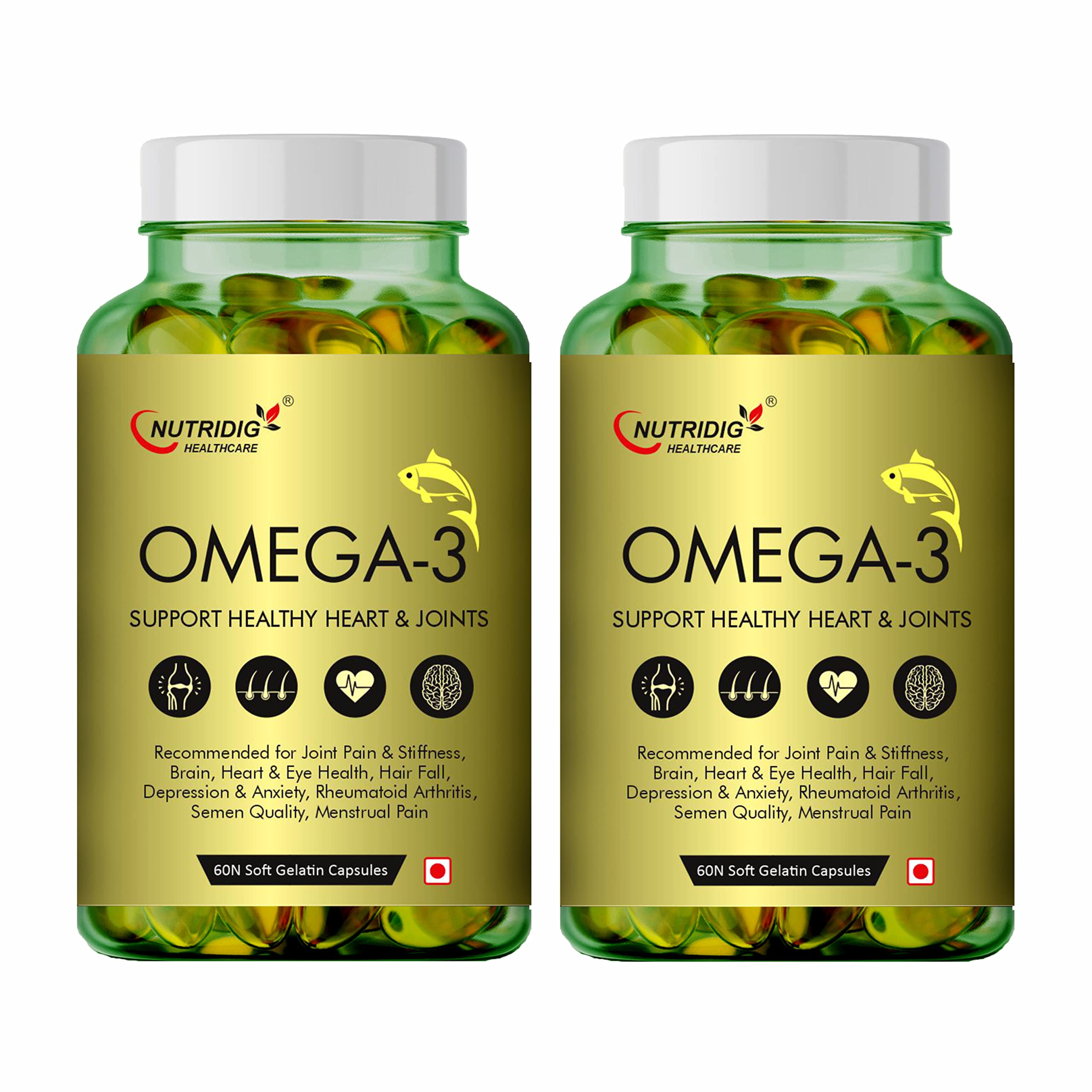 Nutridig Omega - 3 Fish Oil 1000 Mg Soft Gel Capsules For Men & Women With (180Mg EPA & 120 Mg DHA) for Healthy Heart, Joints, Hairs, Skin & Eyes 120 Capsules (B09V1PM7J4) Amazon Price History, Amazon Price Tracker