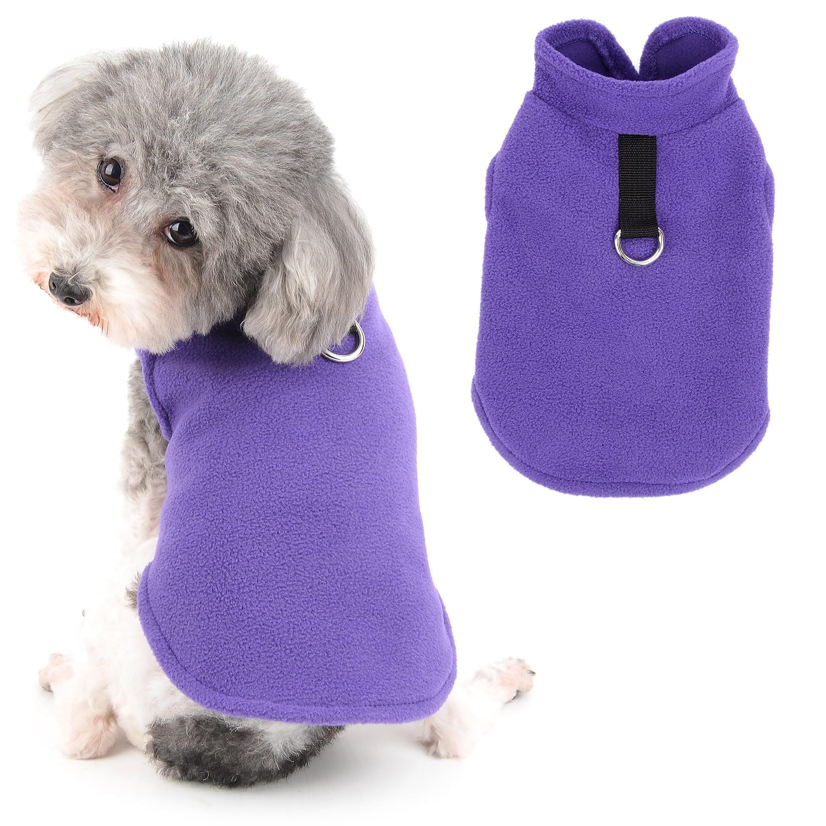 Ranphy Fleece hondentrui voor kleine honden meisjes jongens zachte winter herfst trui kraag puppy sweatshirt Yorkie chihuahua outfits warme kat kleding, wit, XL