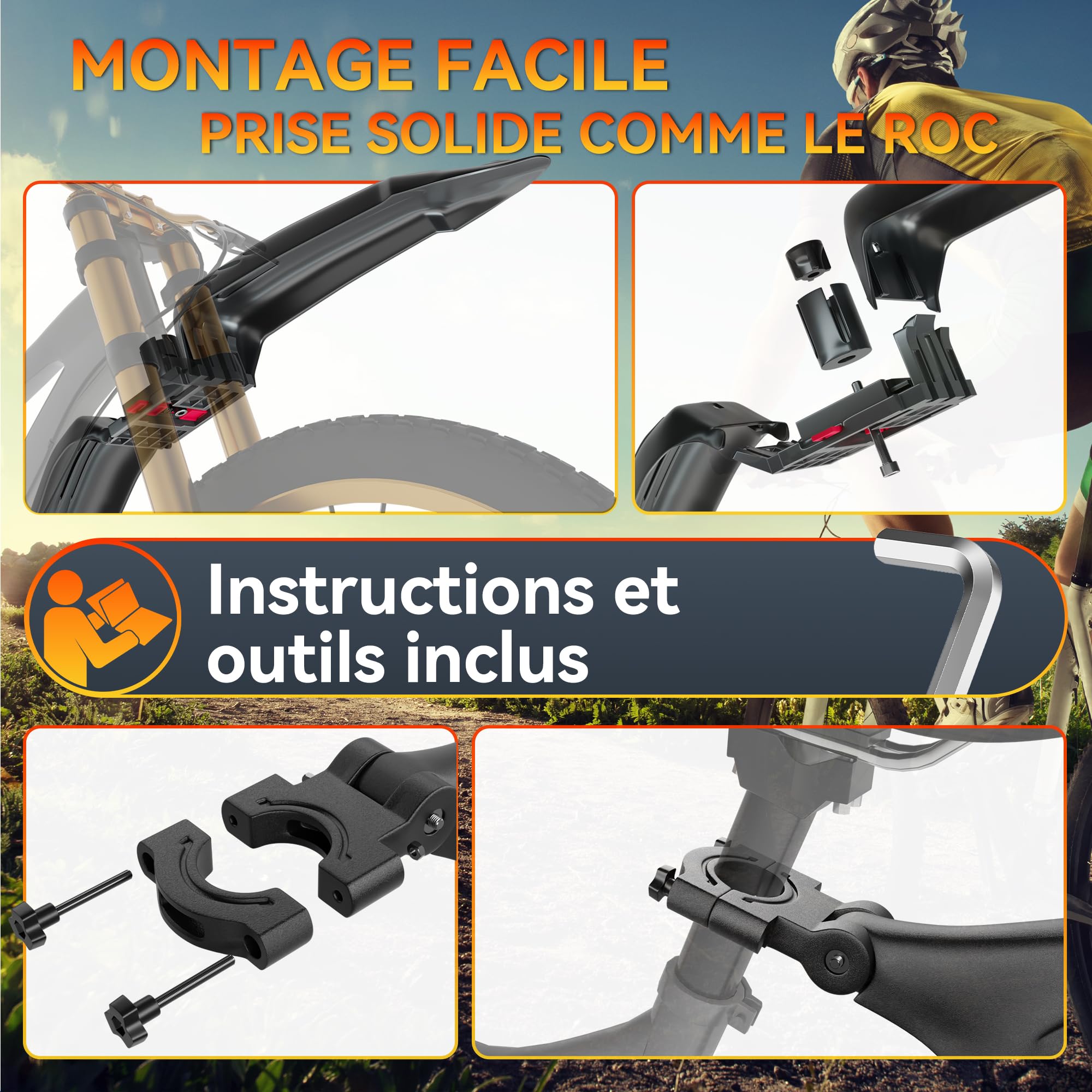 Garde-Boue de Vélo, Réglable Universelle Epaissir Elargir Les Ailes Avant Garde-Boue Arrière,pour Vélo de Route, Vélo de Montagne