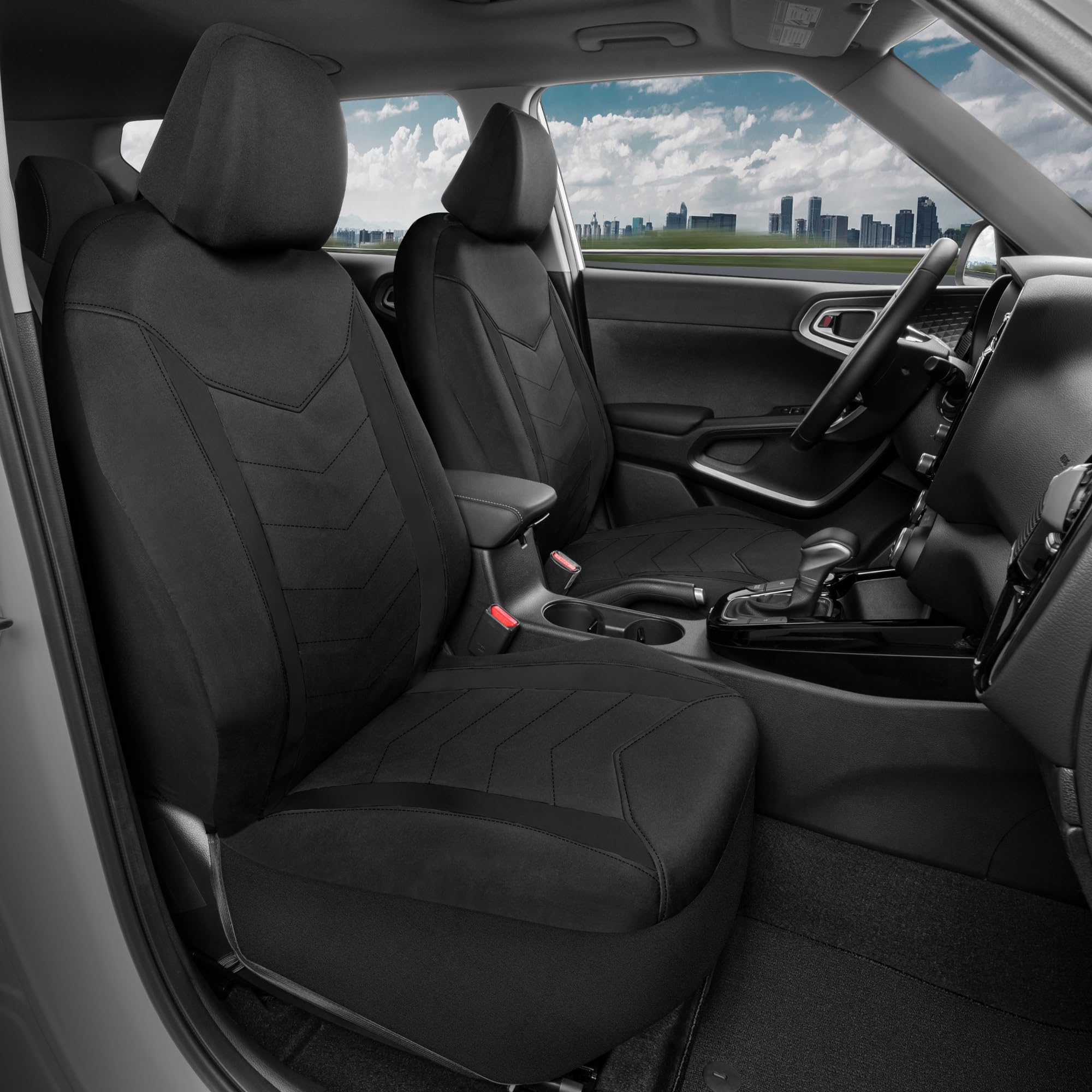 Motor Trend SpillGuard 2 Black Seat Covers for Cars Seat Covers for Trucks - Neoprene Lining Waterproof Car — view 3